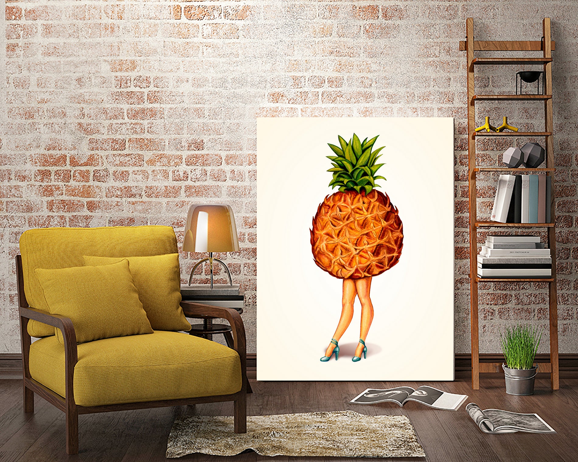 Pineapple Girl by Kelly Gilleran on GIANT ART - yellow mixed media