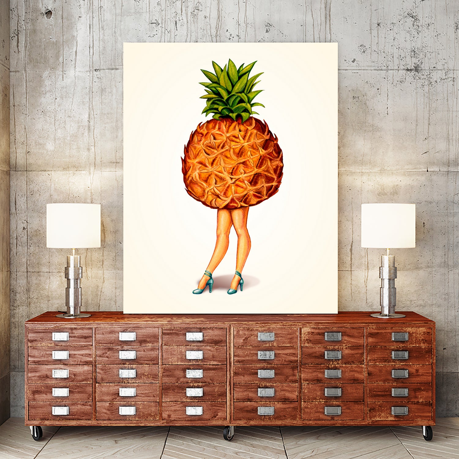 Pineapple Girl by Kelly Gilleran on GIANT ART - yellow mixed media