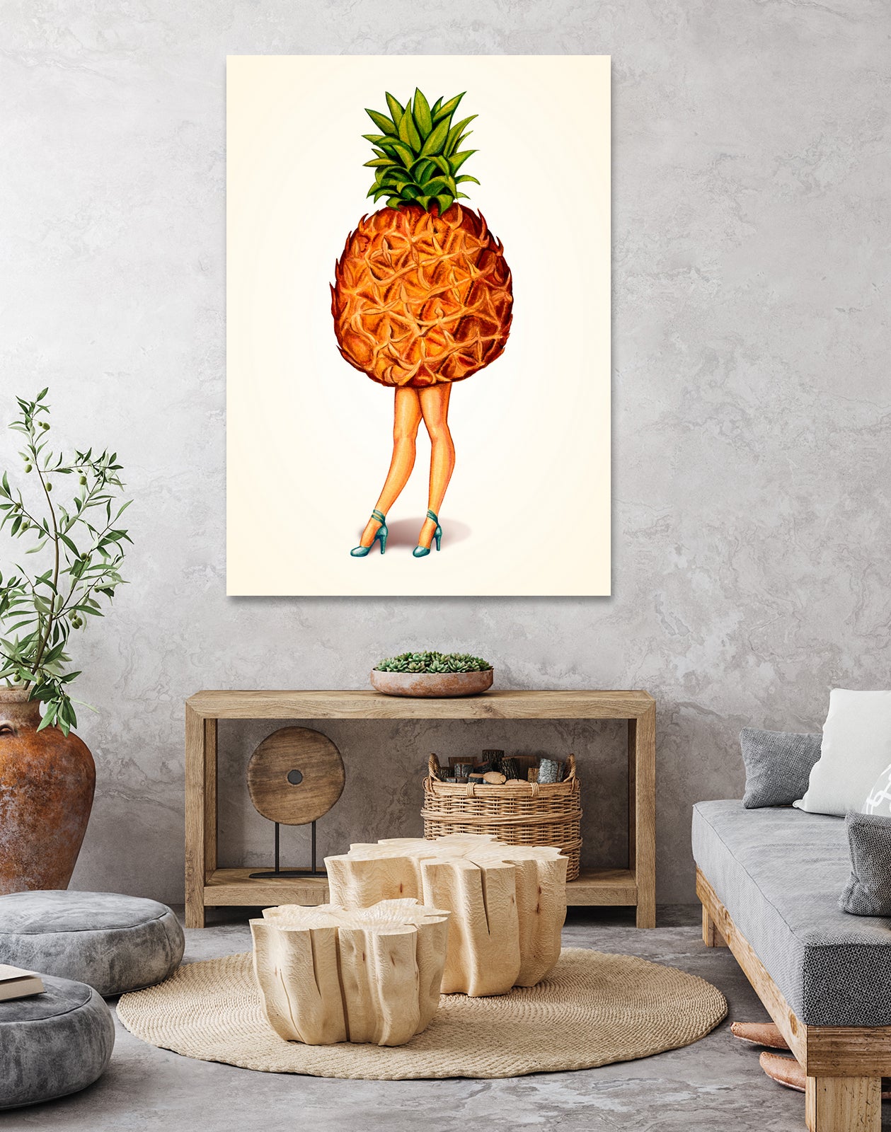 Pineapple Girl by Kelly Gilleran on GIANT ART - yellow mixed media