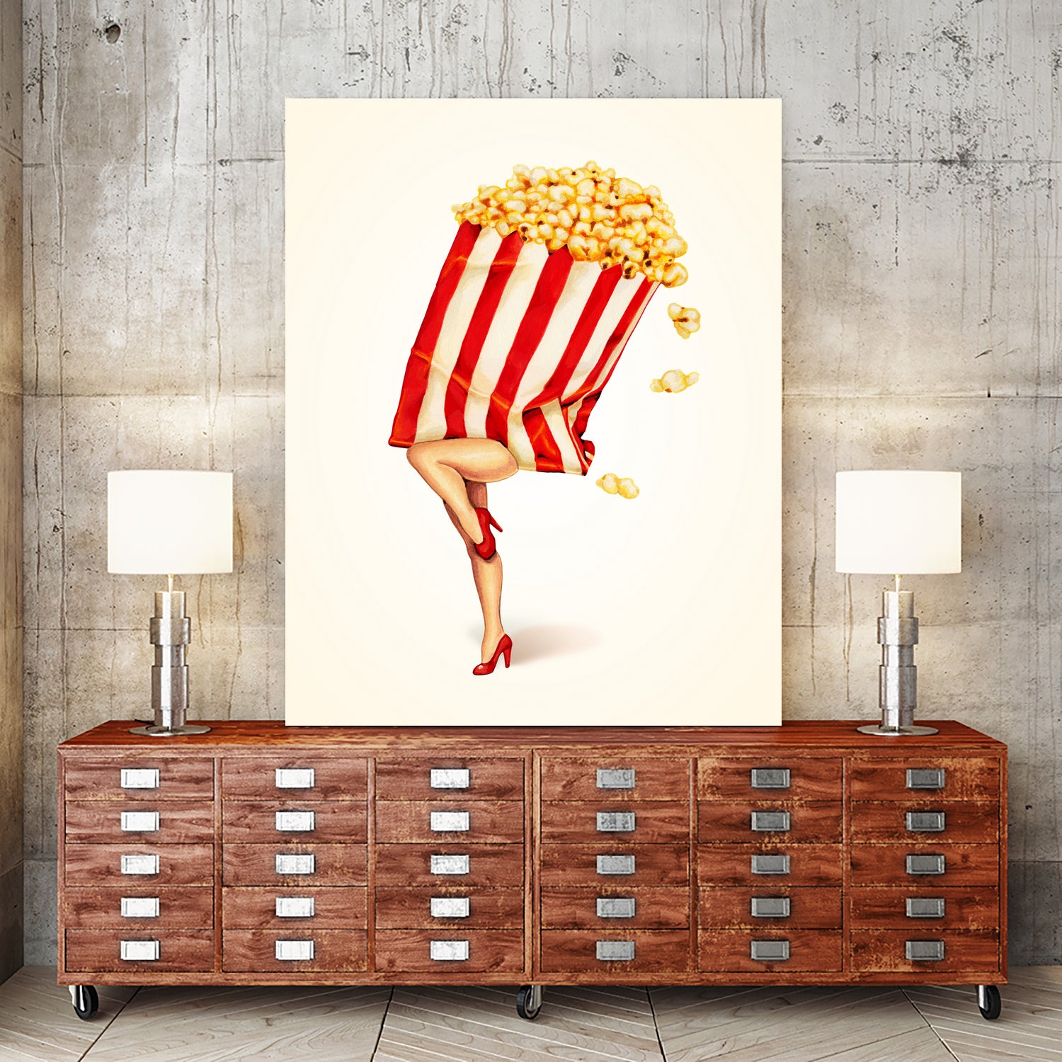 Popcorn Girl by Kelly Gilleran on GIANT ART - white mixed media