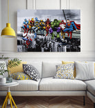 Marvel DC Superheroes Lunch Rendezvous by Dan Avenell on GIANT ART - blue digital painting