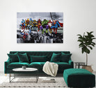 Marvel DC Superheroes Lunch Rendezvous by Dan Avenell on GIANT ART - blue digital painting