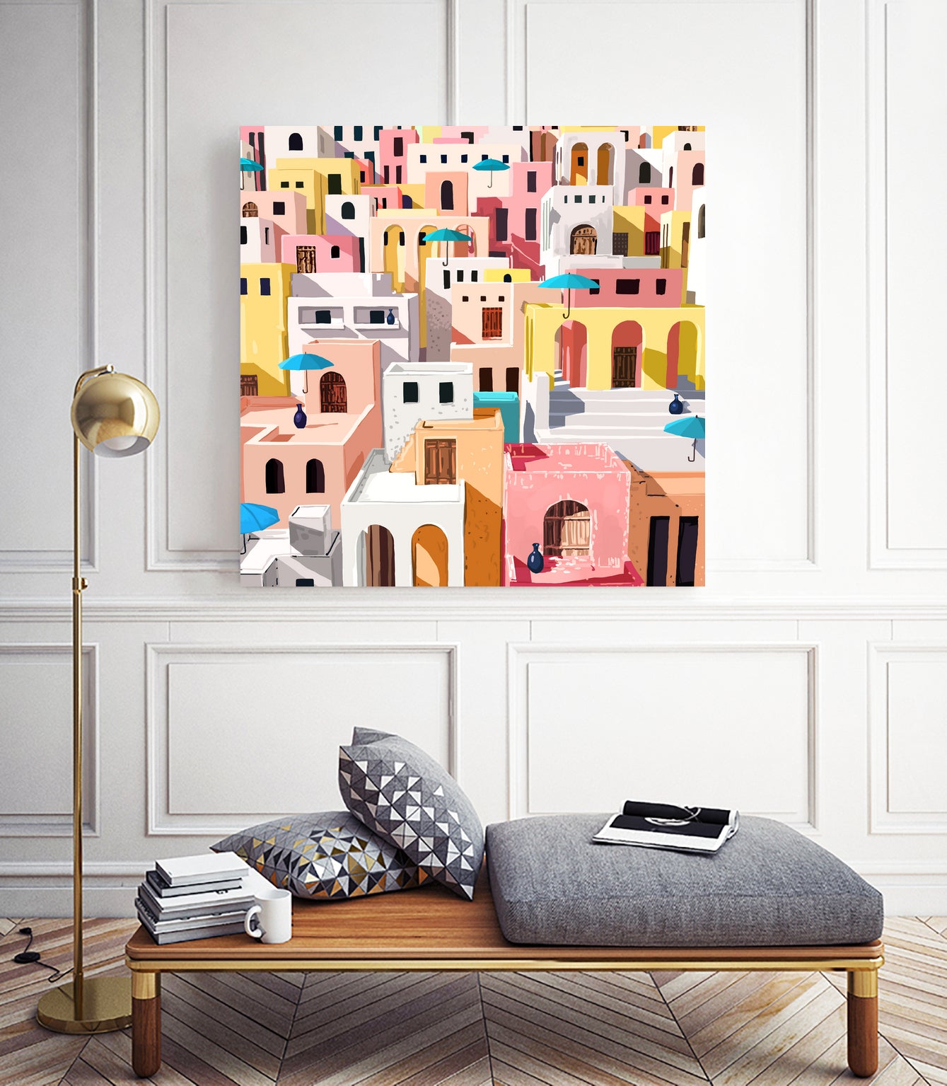Pastel Cityscape by Uma Gokhale on GIANT ART - pink digital painting