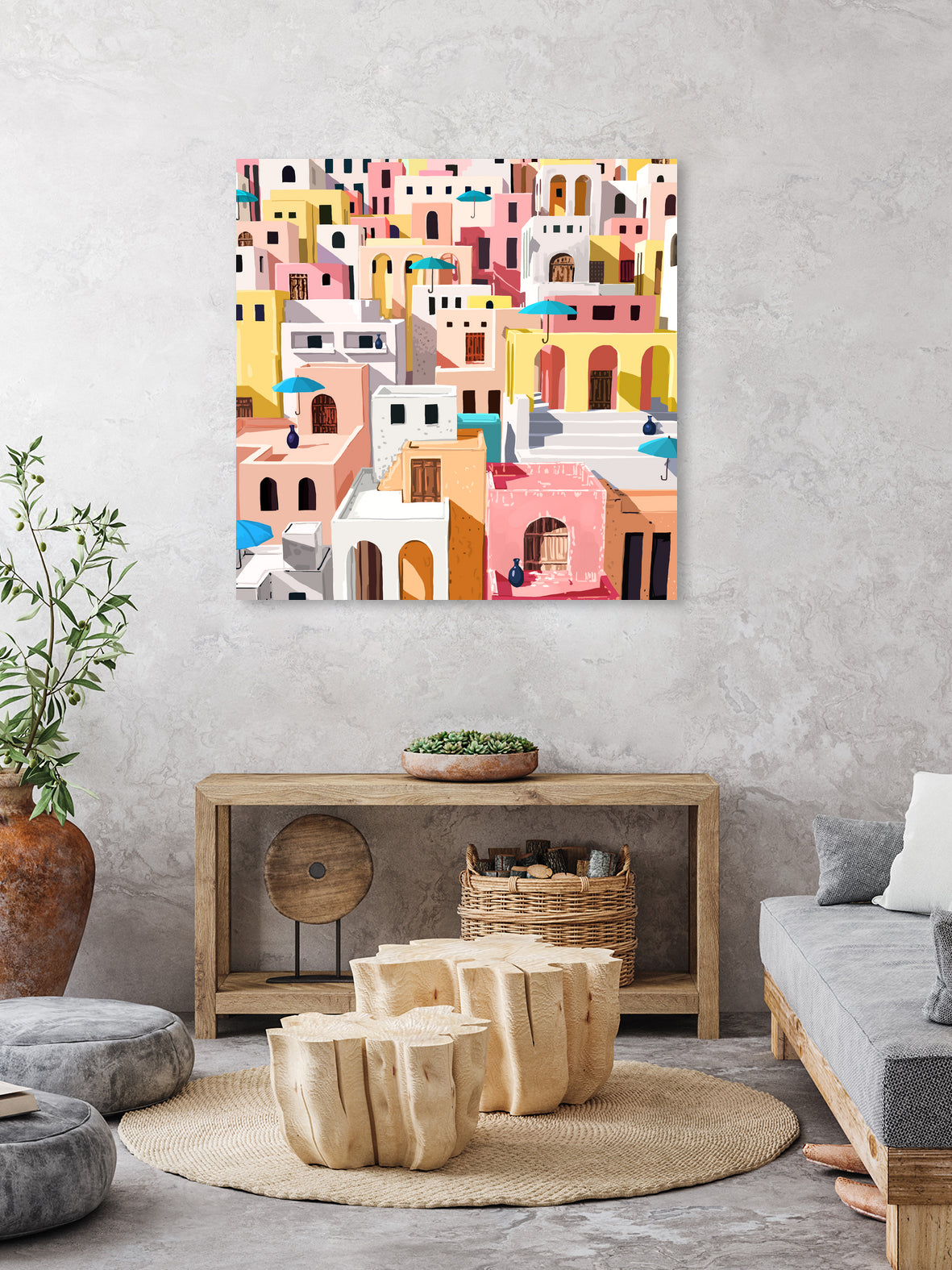 Pastel Cityscape by Uma Gokhale on GIANT ART - pink digital painting