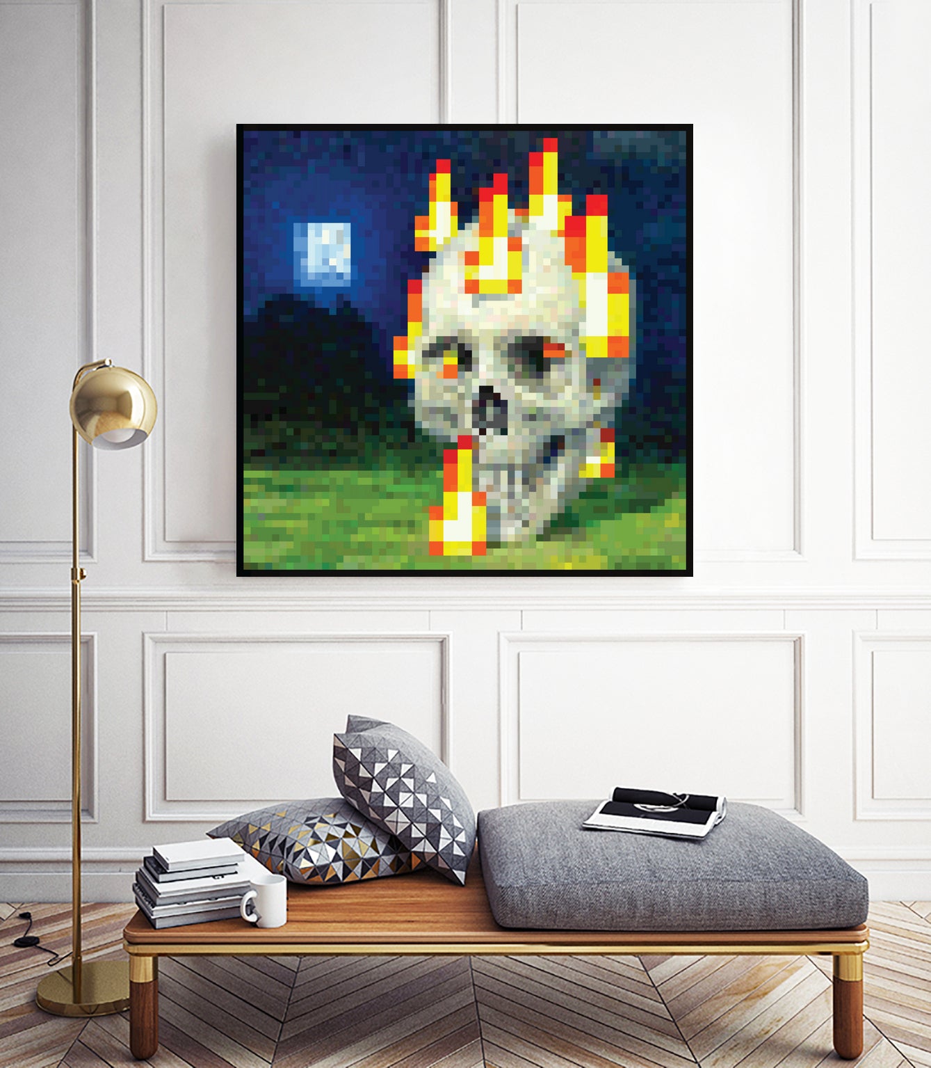 Minecraft Painting Skull on Fire by Javier Arrarte on GIANT ART - black game design