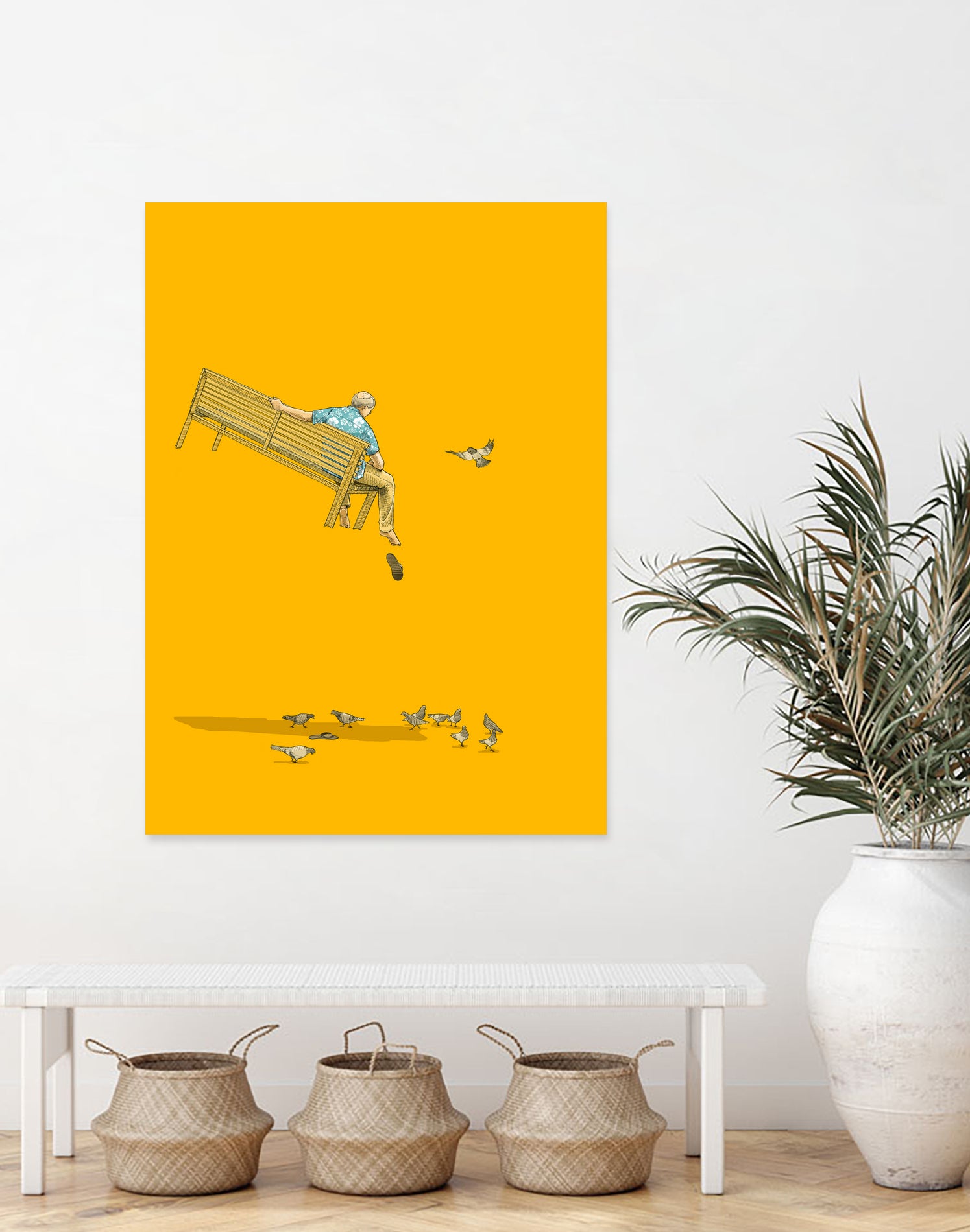 Float - With the pigeons by Jason Ratliff on GIANT ART - yellow digital painting