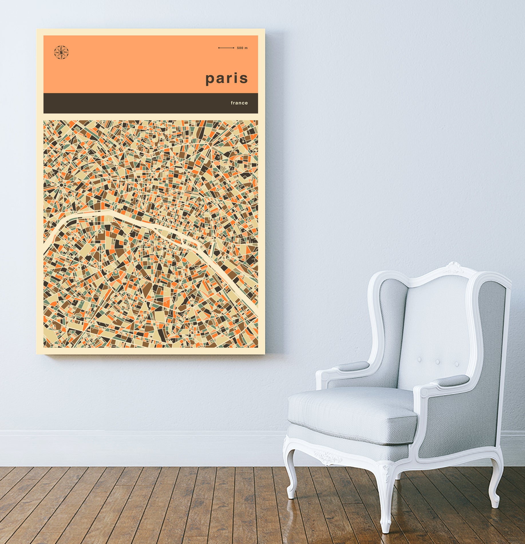 Paris Map by Jazzberry Blue on GIANT ART - gray vector illustration