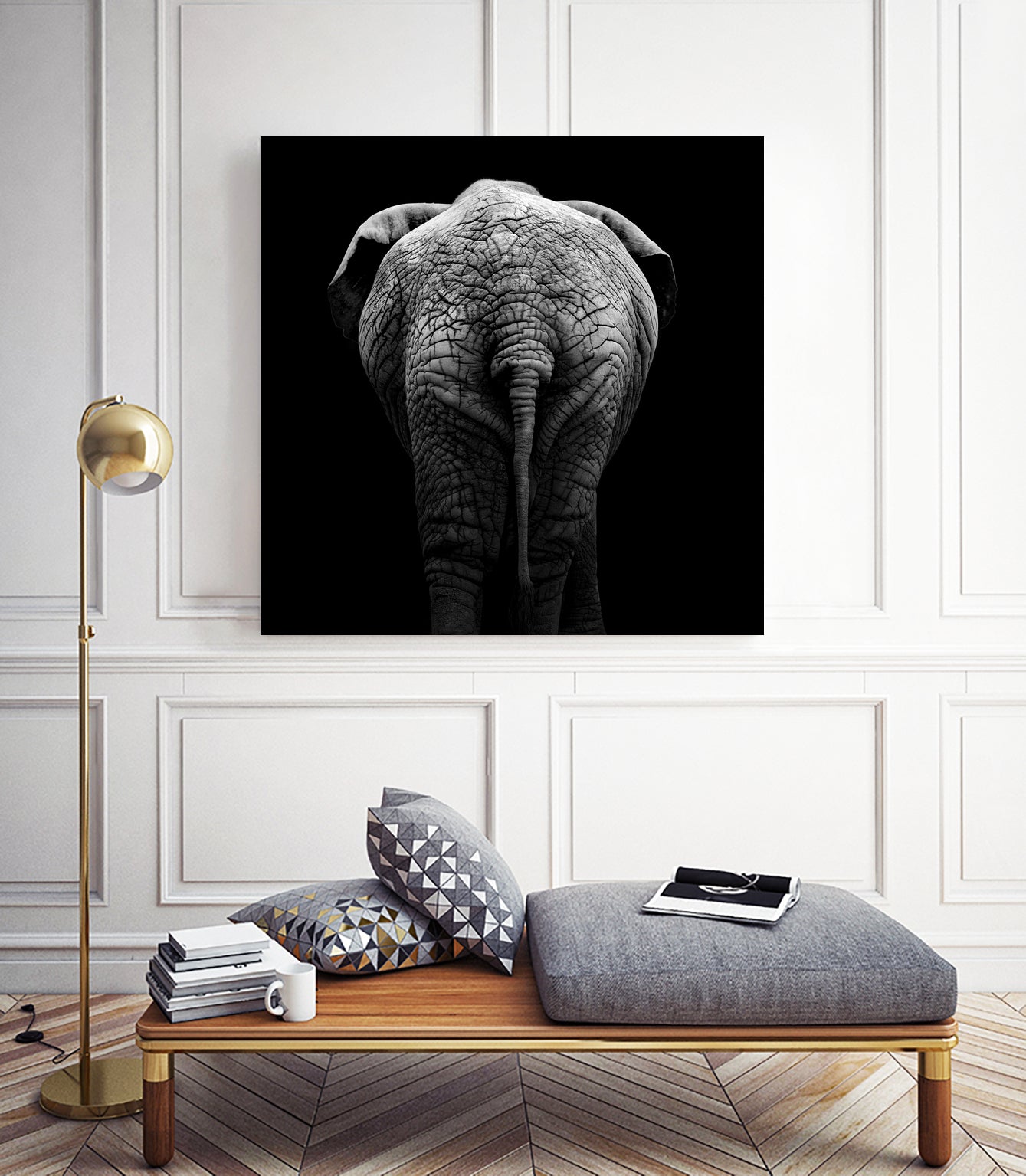 Elephant In Black And White by Lukas Holas on GIANT ART - black photo manipulation