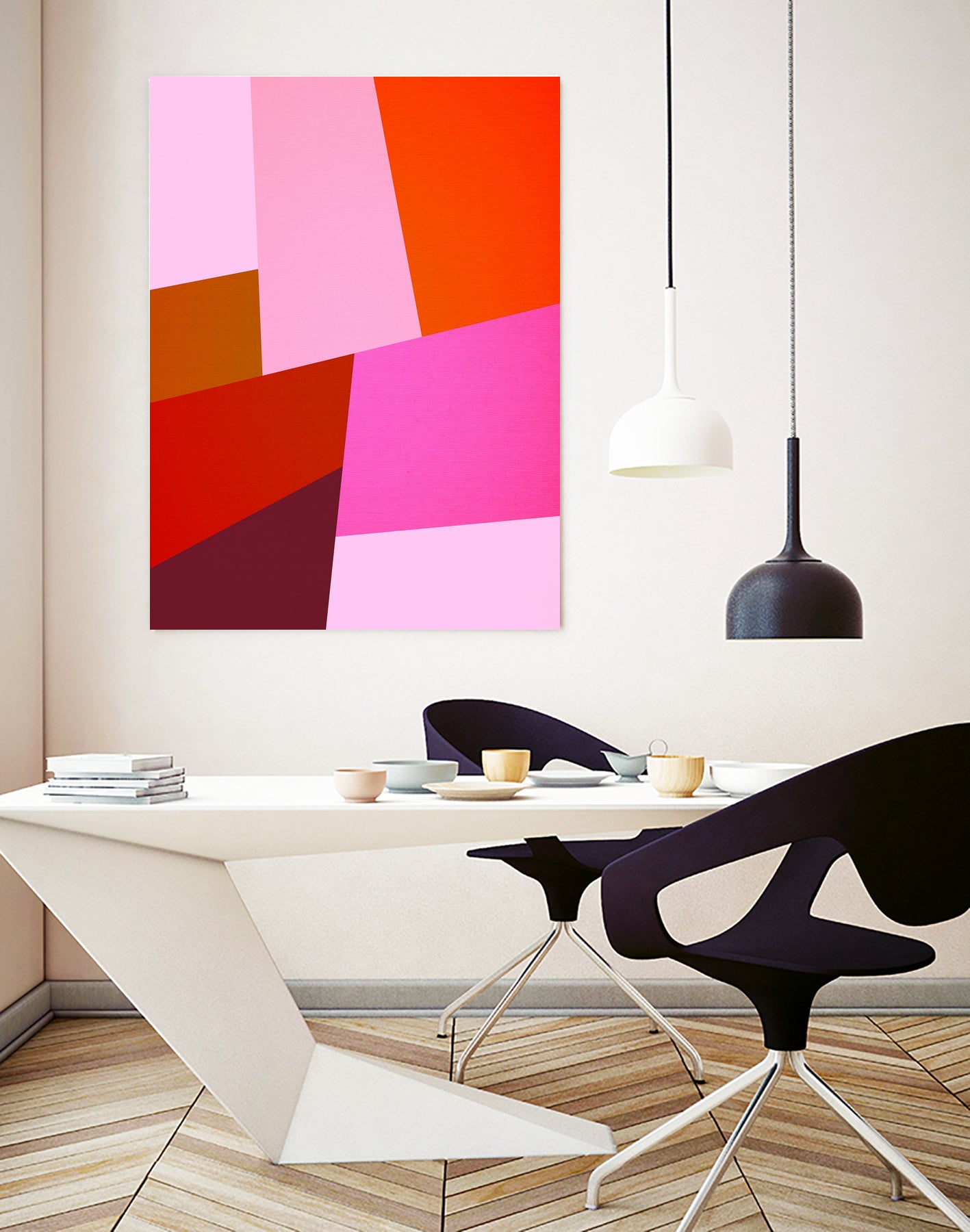 From Summer to Fall - Geometry Nº2 by Dominique Van Roey on GIANT ART - pink mixed media