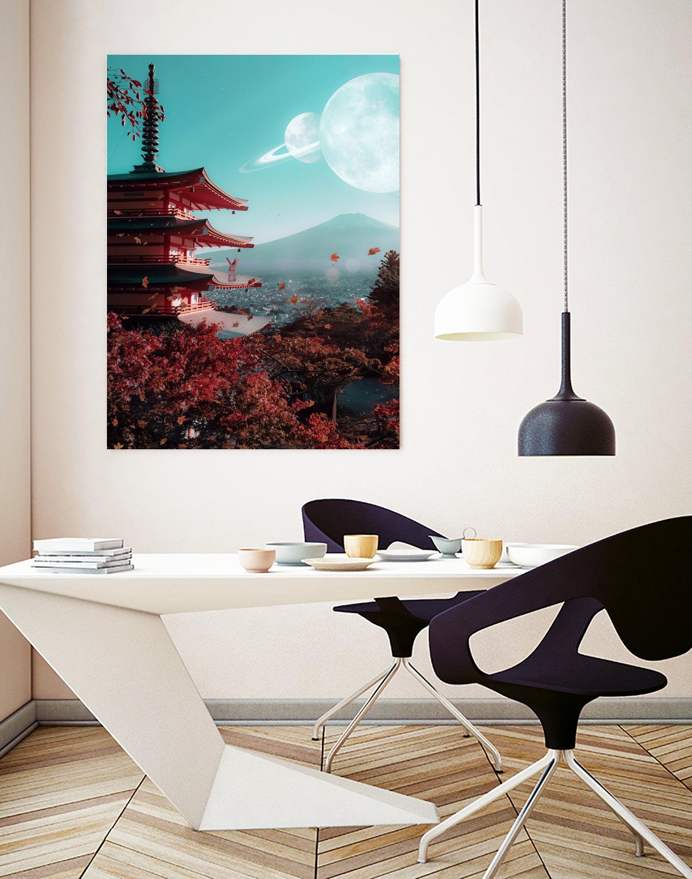 Abyssinian Cat in Japan by Rigaud Mickaël on GIANT ART - red digital painting