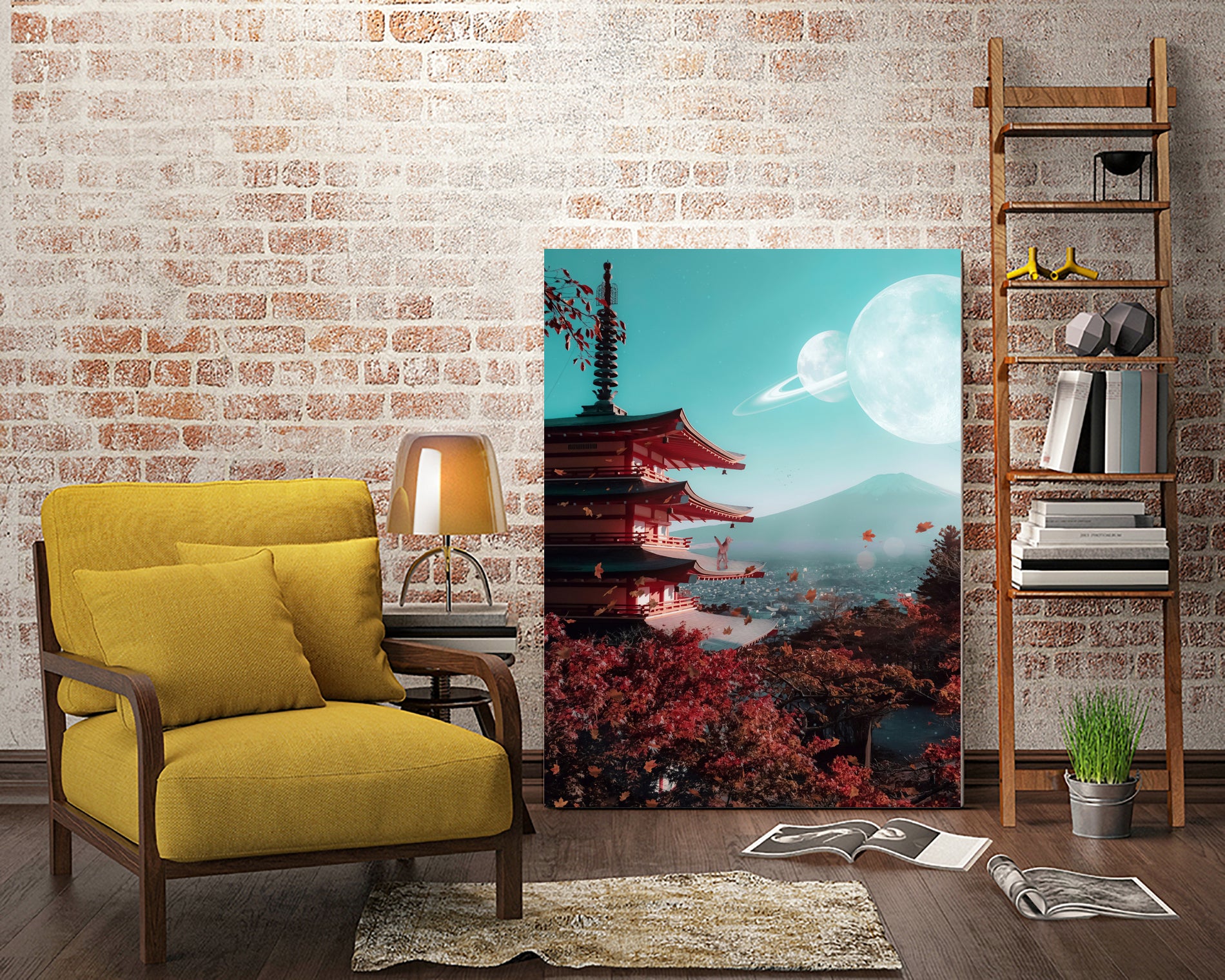 Abyssinian Cat in Japan by Rigaud Mickaël on GIANT ART - red digital painting