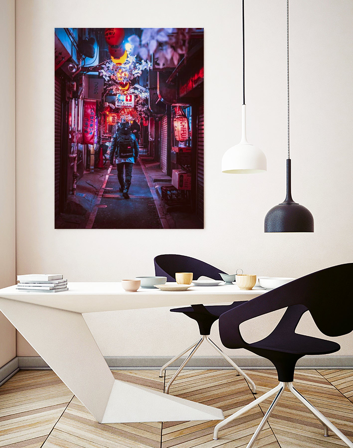 Japan Photographic Street City by Dimas Art on GIANT ART - fuchsia photo illustration