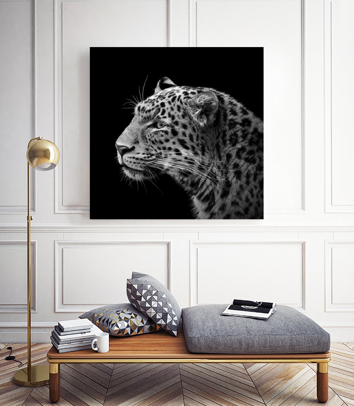 Leopard in black and white by Lukas Holas on GIANT ART - black photo manipulation