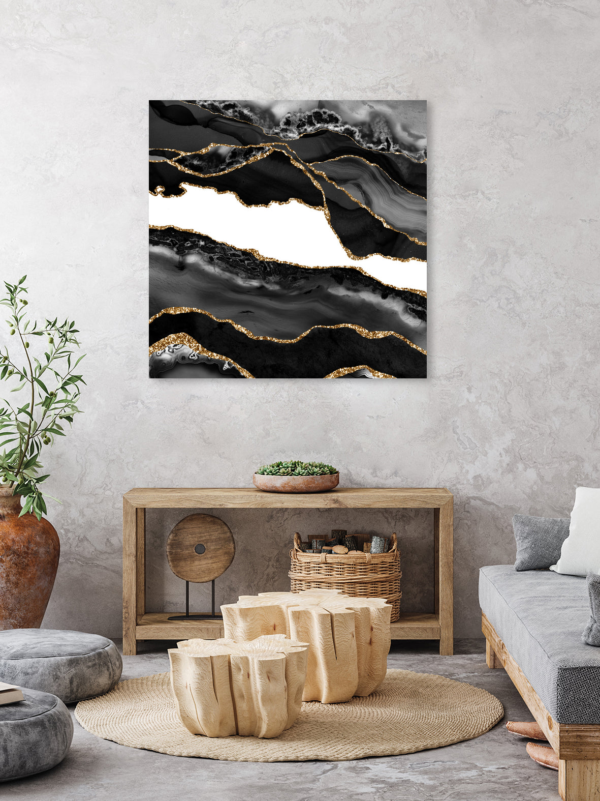 Black & Gold Agate Texture 06 by Isabel Muñoz on GIANT ART - black digital painting