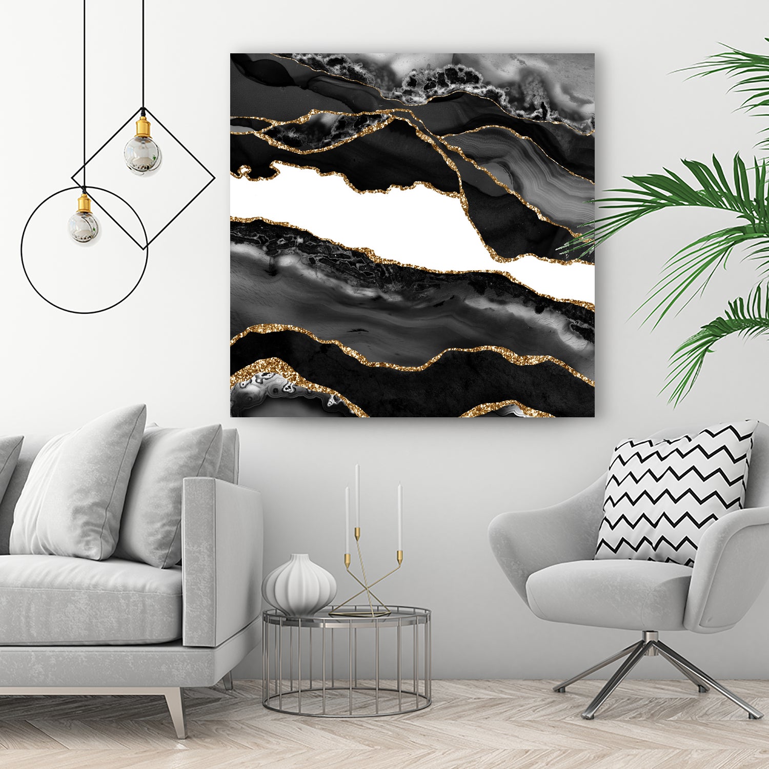 Black & Gold Agate Texture 06 by Isabel Muñoz on GIANT ART - black digital painting