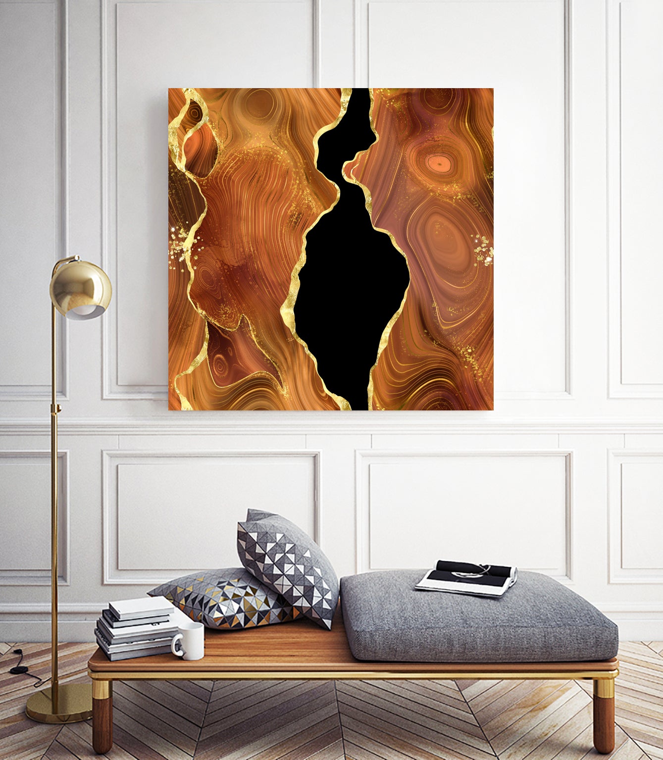 Orange Gold Agate Texture 04 by Isabel Muñoz on GIANT ART - orange digital painting