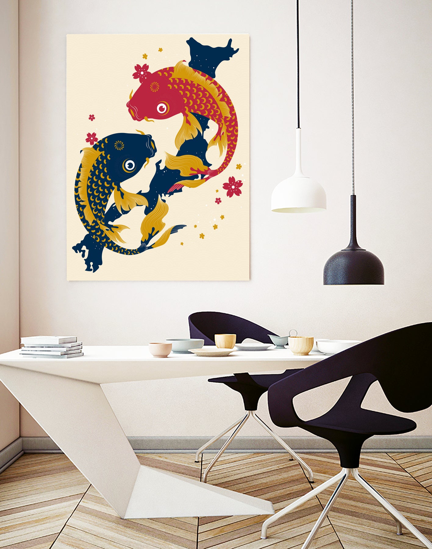 Koi Fish Japan Red Blue Illustrations by Edo Agus Setiawan on GIANT ART - yellow photo illustration