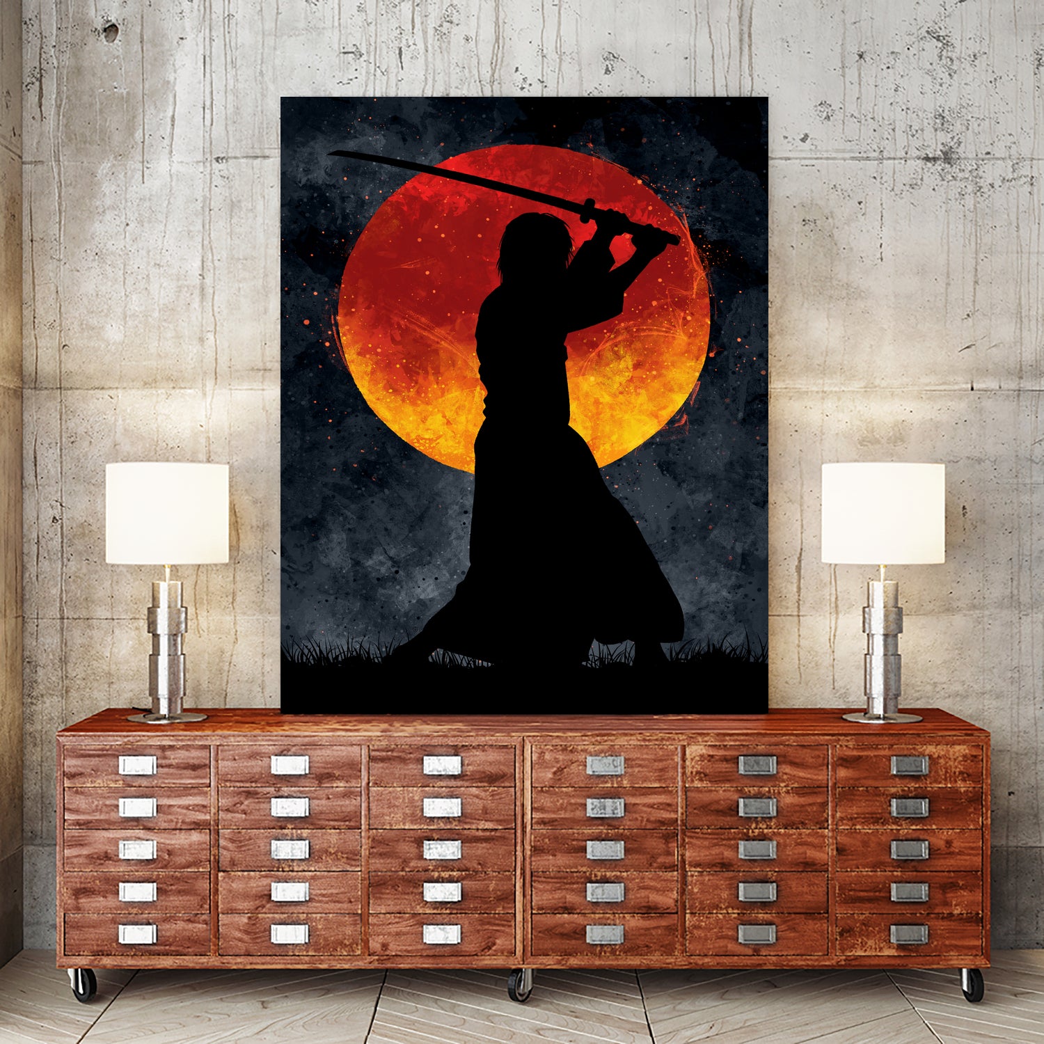 Sun Samurai Black by Nikita Abakumov on GIANT ART - black digital painting