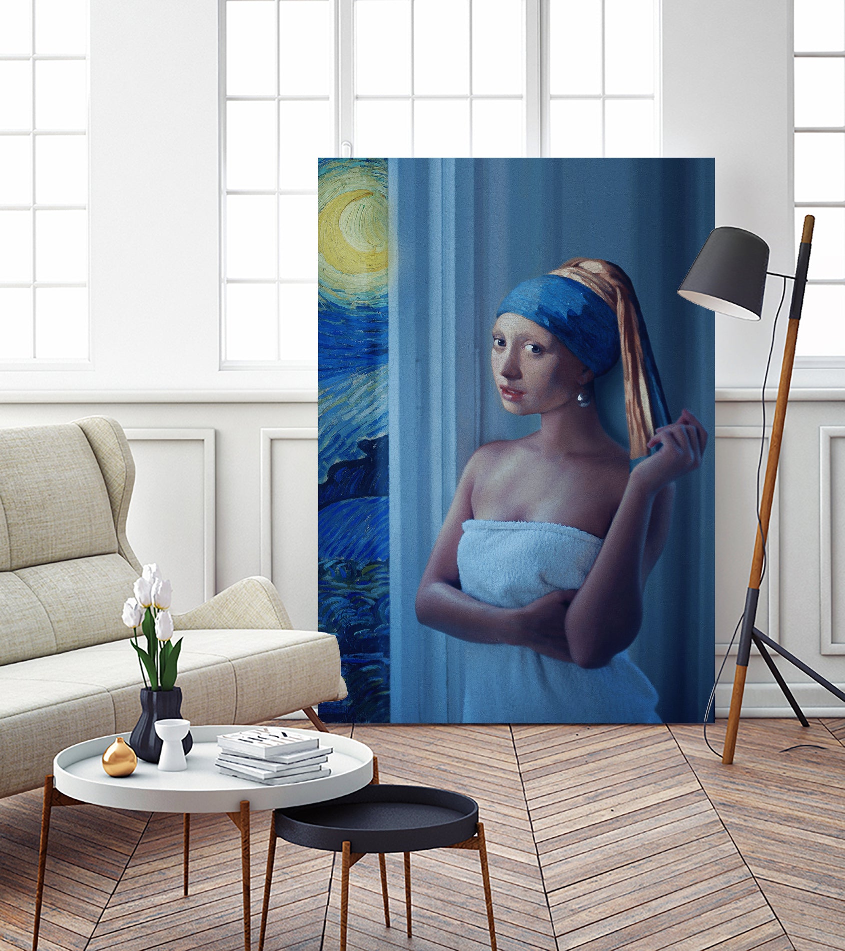 Starry Night Girl by Jonas Loose on GIANT ART - blue digital painting