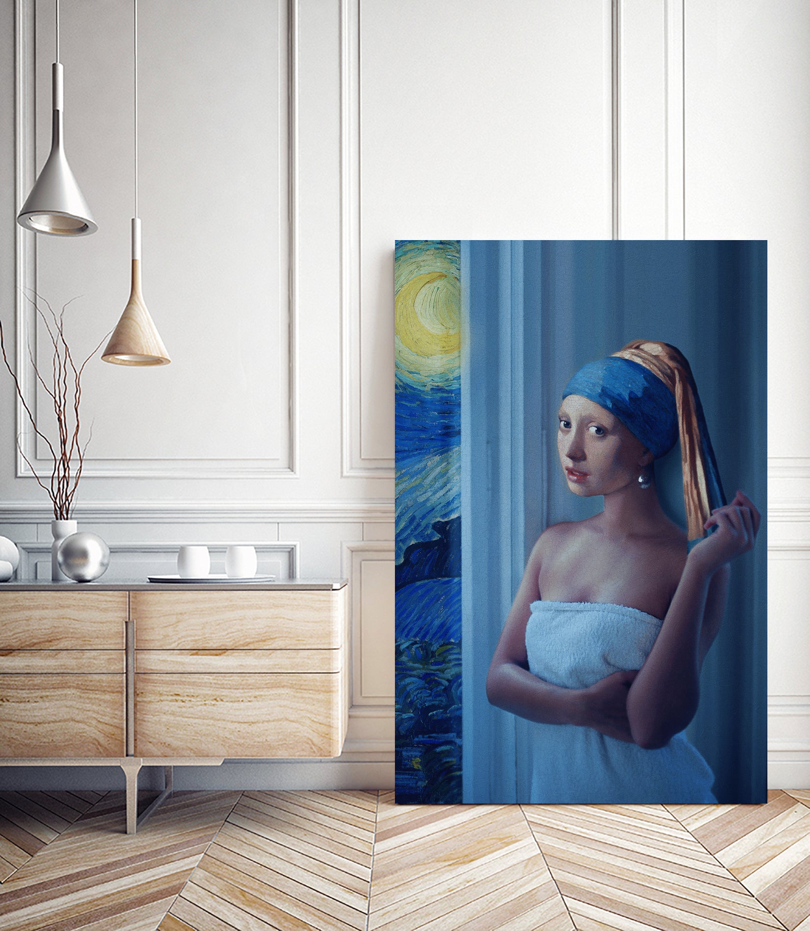 Starry Night Girl by Jonas Loose on GIANT ART - blue digital painting