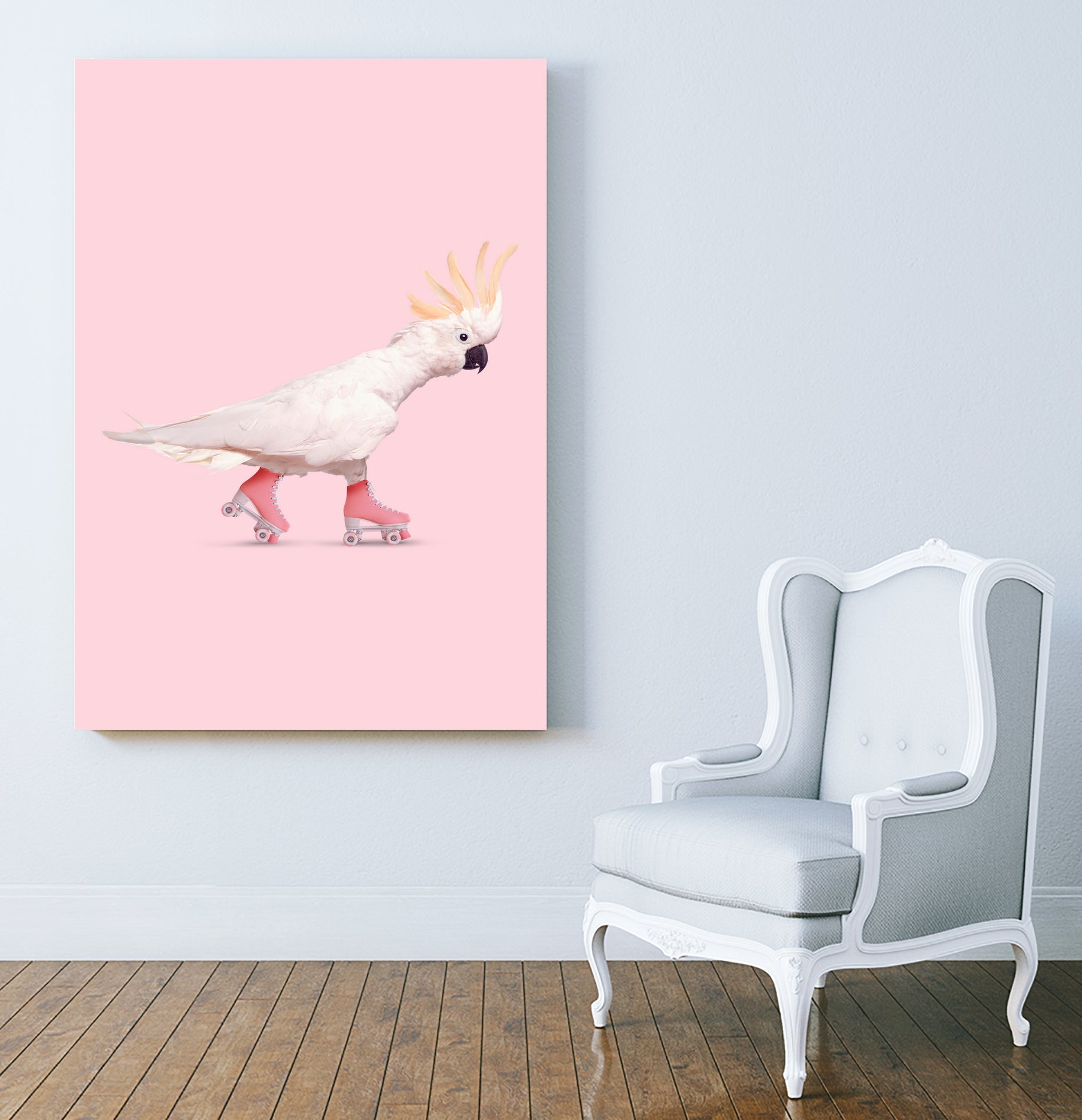 Rollerskating Cockatoo by Jonas Loose on GIANT ART - pink photo manipulation