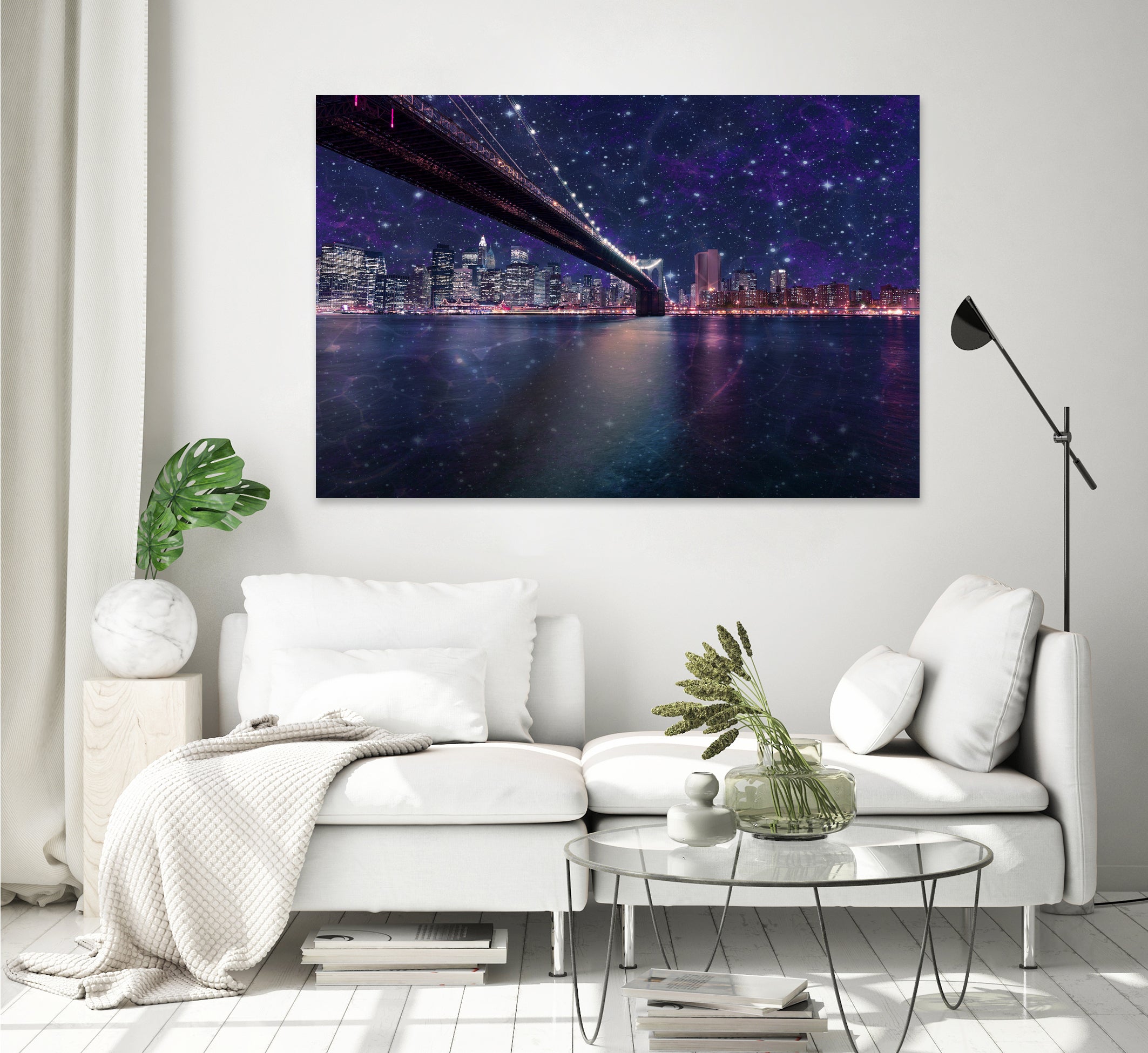 Spacey Manhattan Skyline by Susan Kline on GIANT ART - blue photo illustration