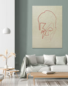 One line David Bowie by Christophe Louis on GIANT ART - orange digital drawing