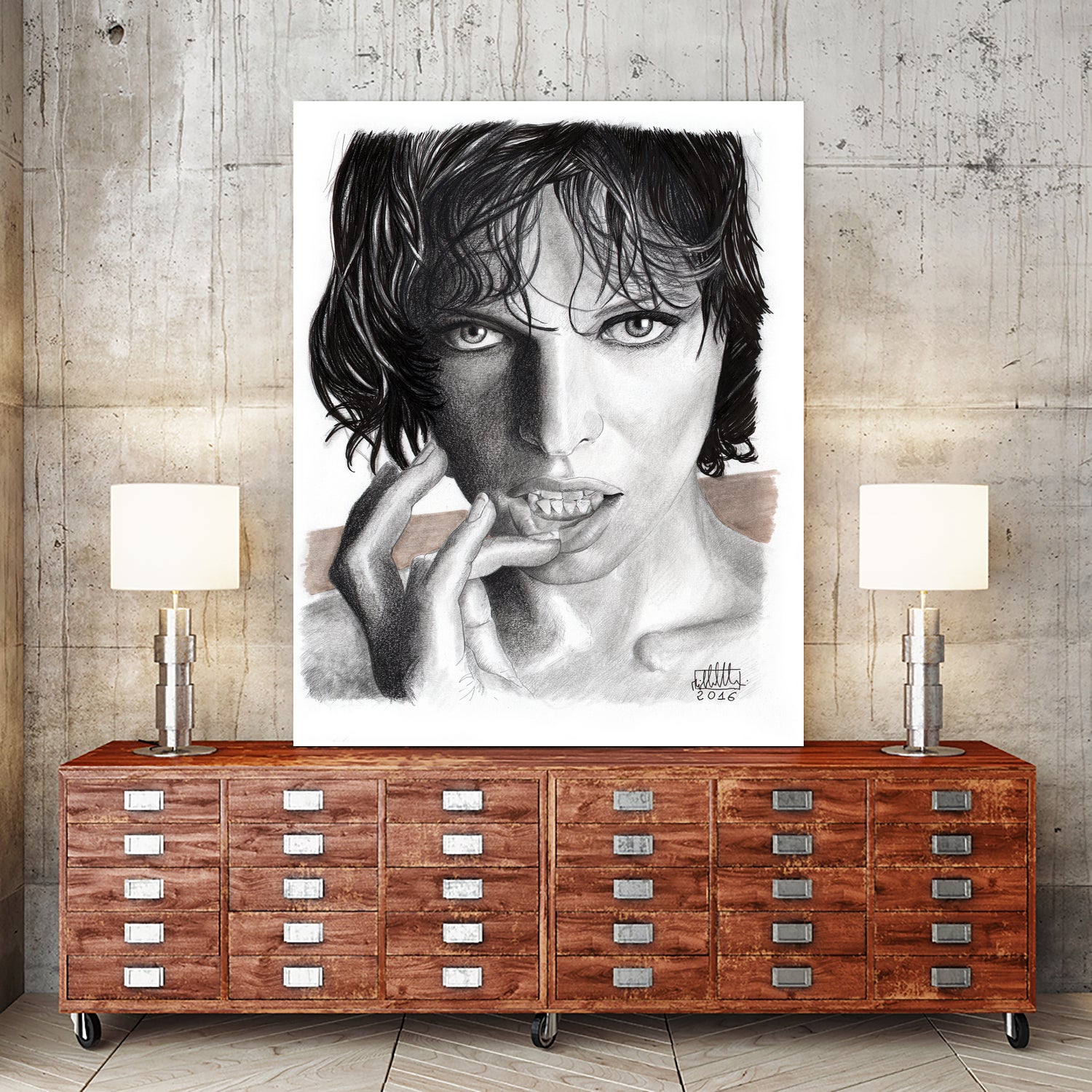 Milla Jovovich by Michele Amadesi on GIANT ART - black mixed media