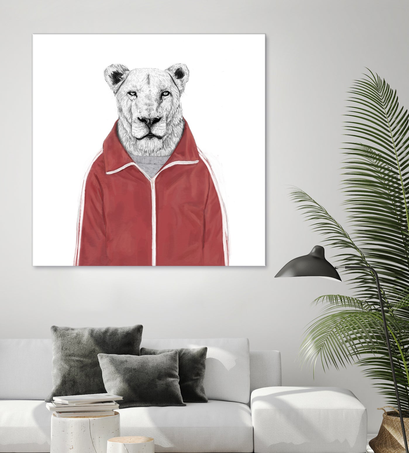 Sporty lion by Solti Balázs on GIANT ART - red digital painting