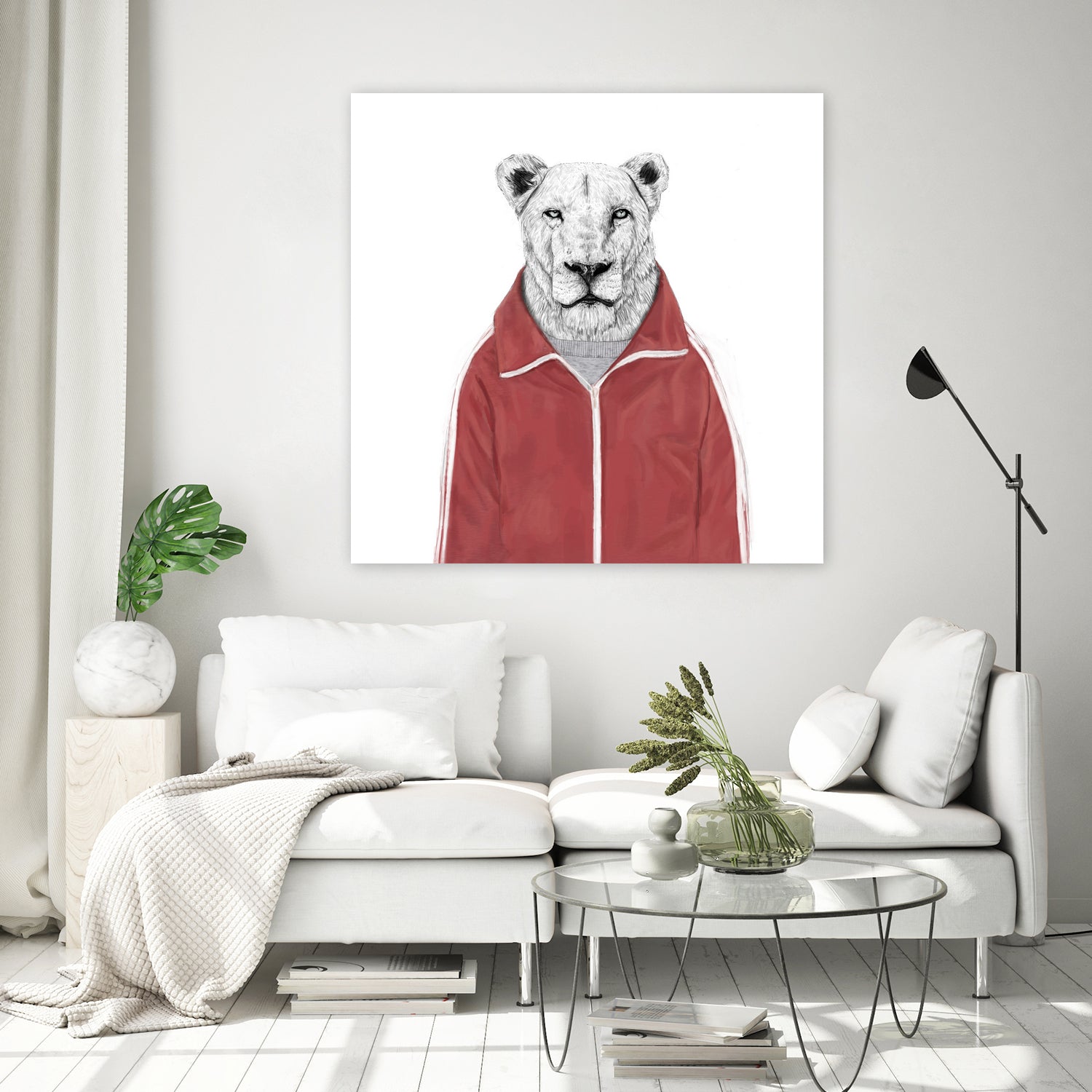 Sporty lion by Solti Balázs on GIANT ART - red digital painting