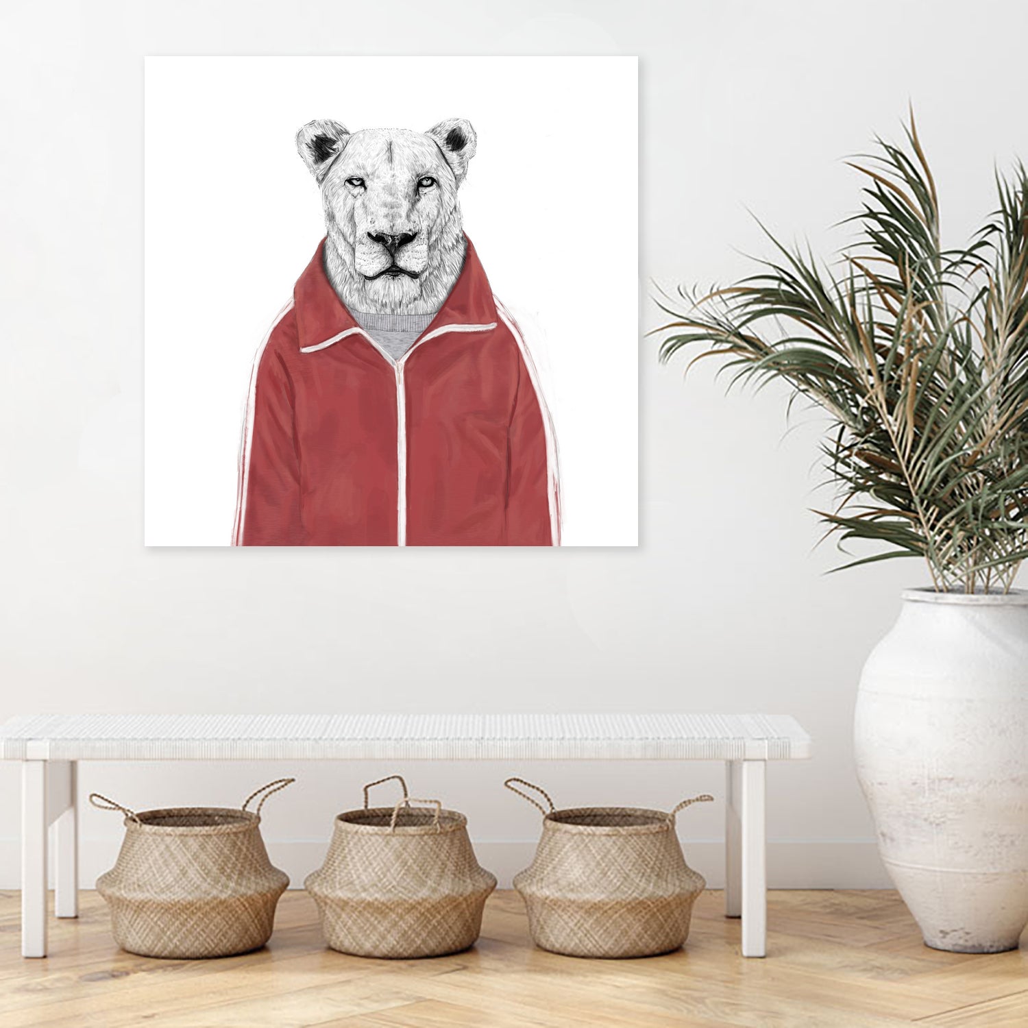Sporty lion by Solti Balázs on GIANT ART - red digital painting