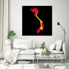 Vietnam Flag Map Drawing Line Art by erwin saputra on GIANT ART - white digital drawing