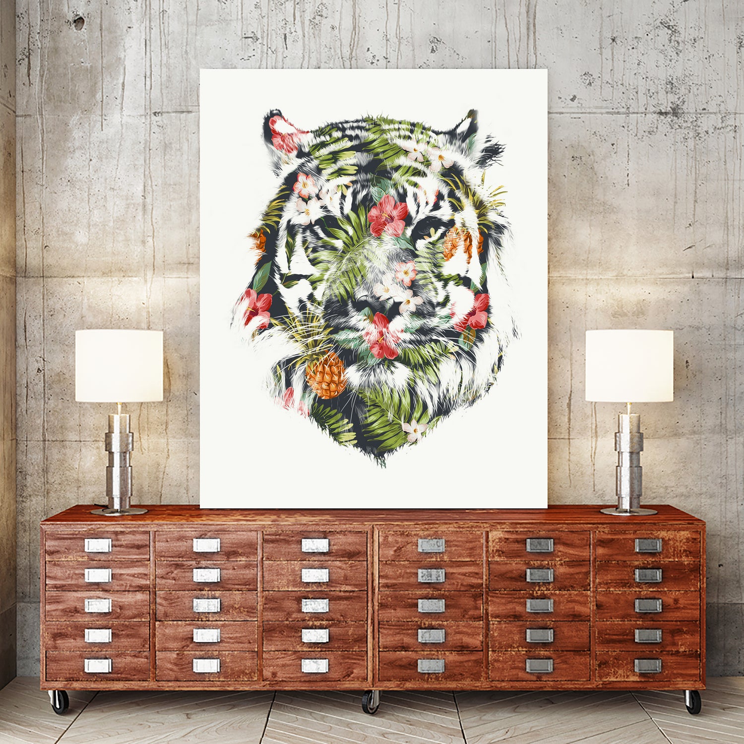Tropical Tiger by Robert Farkas on GIANT ART - green digital drawing