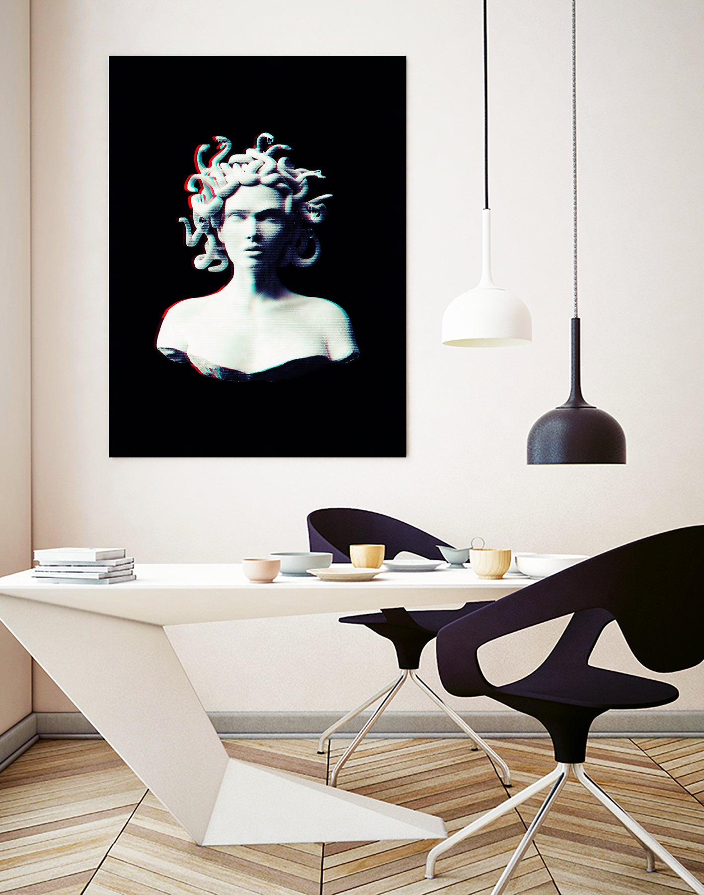 Medusa glitch by Menelaos Trompoukis on GIANT ART - black digital painting