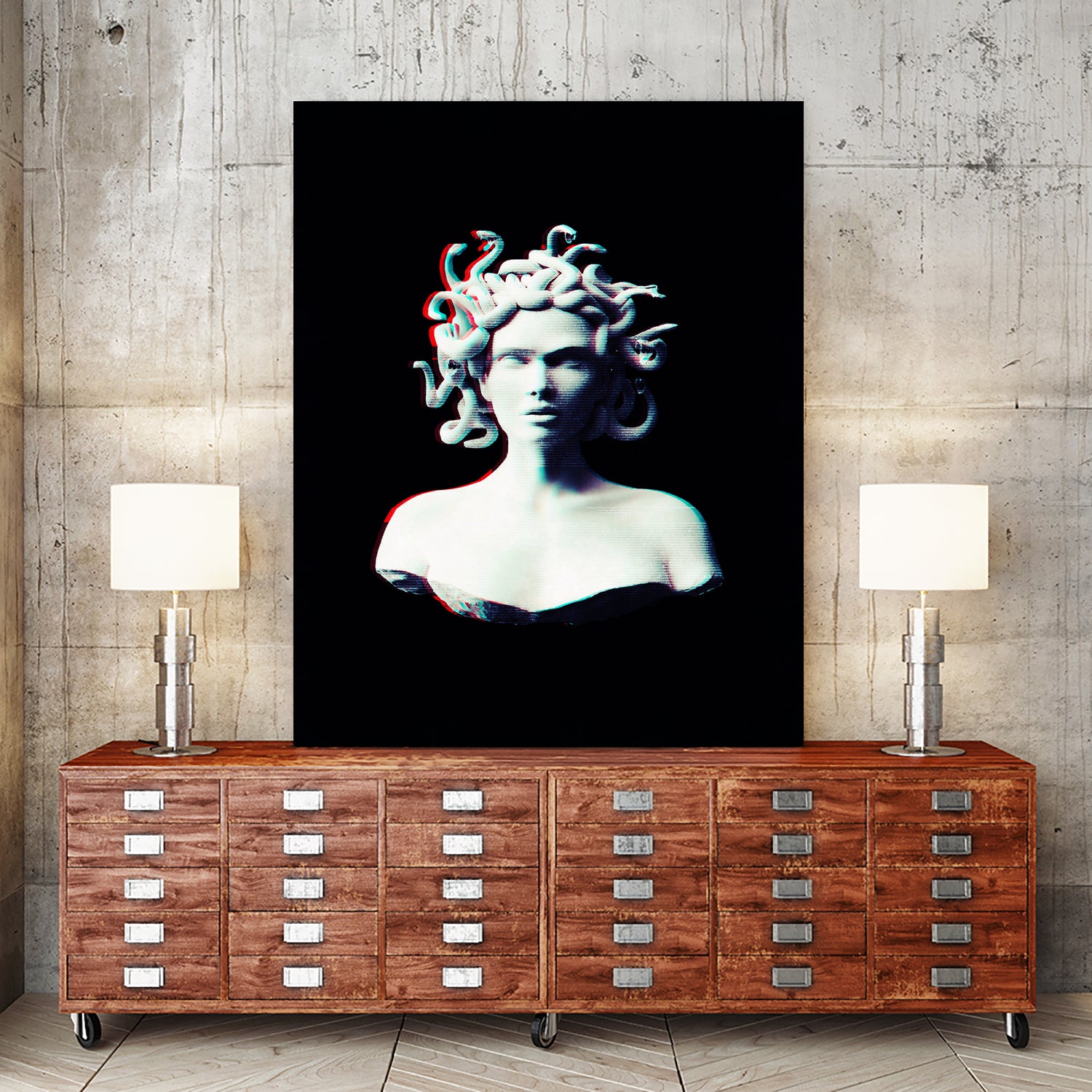 Medusa glitch by Menelaos Trompoukis on GIANT ART - black digital painting
