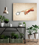 Funny 8bit Nerd & Geek Humor (Creation of Adam Parody) by Philipp Rietz on GIANT ART - yellow vector illustration