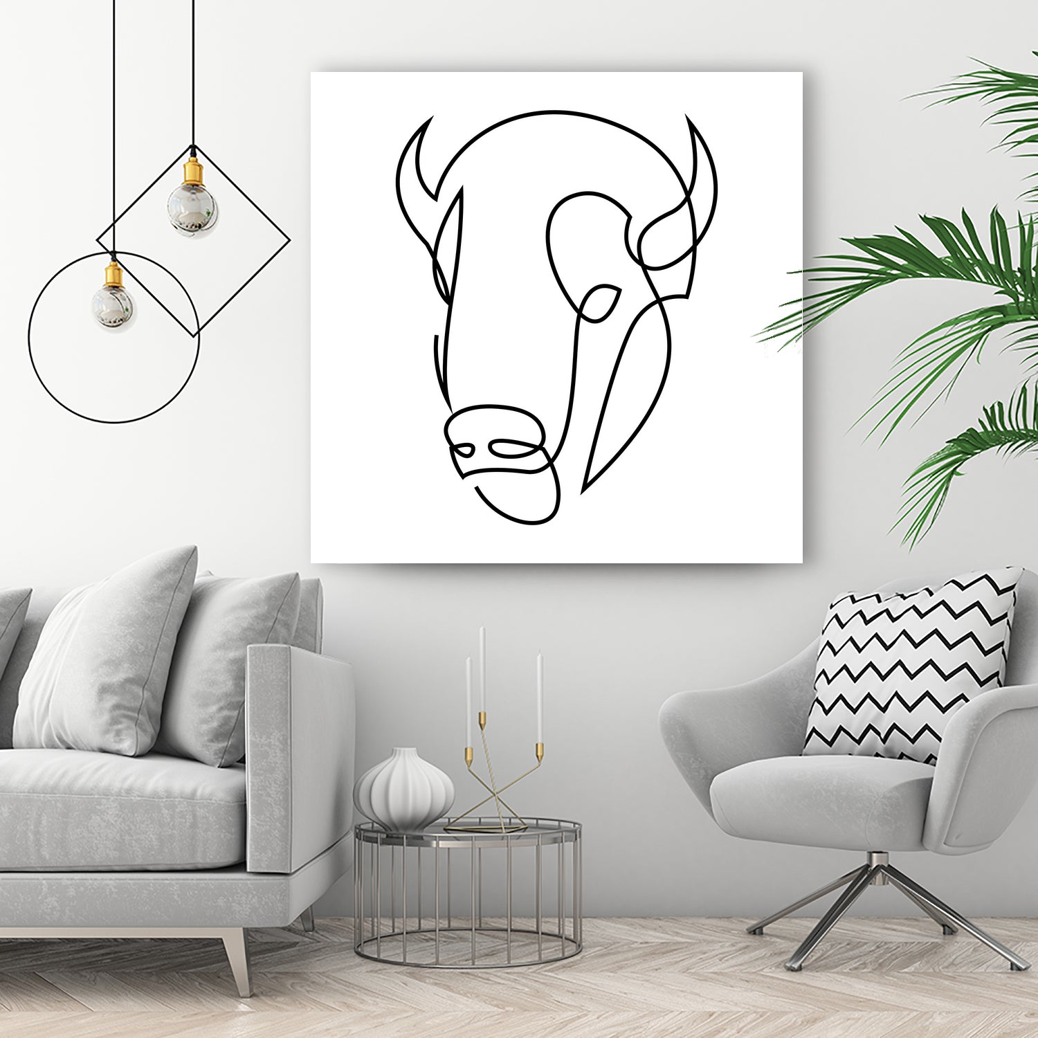 antiquity - one line bull art by Andrew Strugallo on GIANT ART - white digital drawing