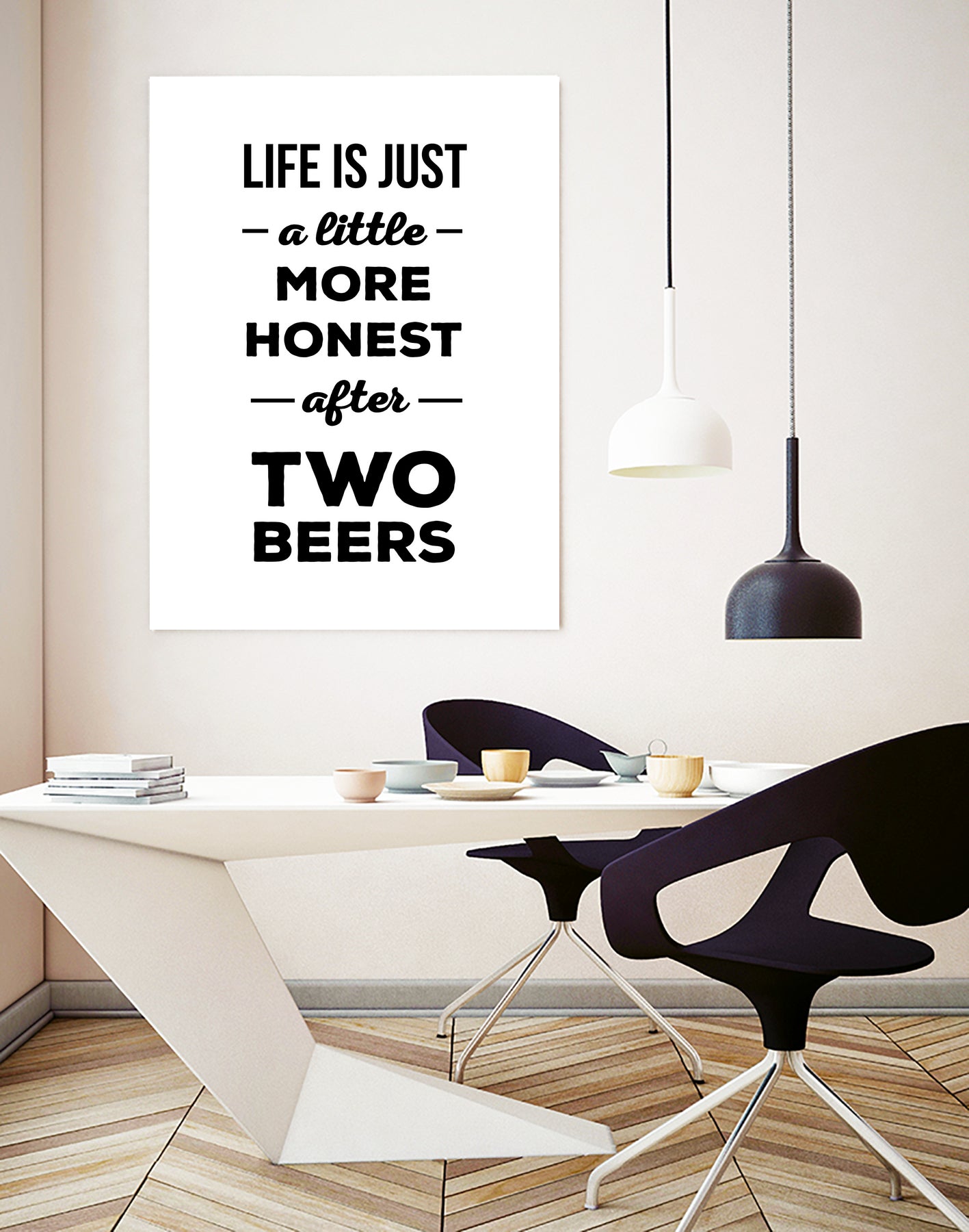 Life is just a little more honest  after two beers by Mustafa Ozeren on GIANT ART - white typography
