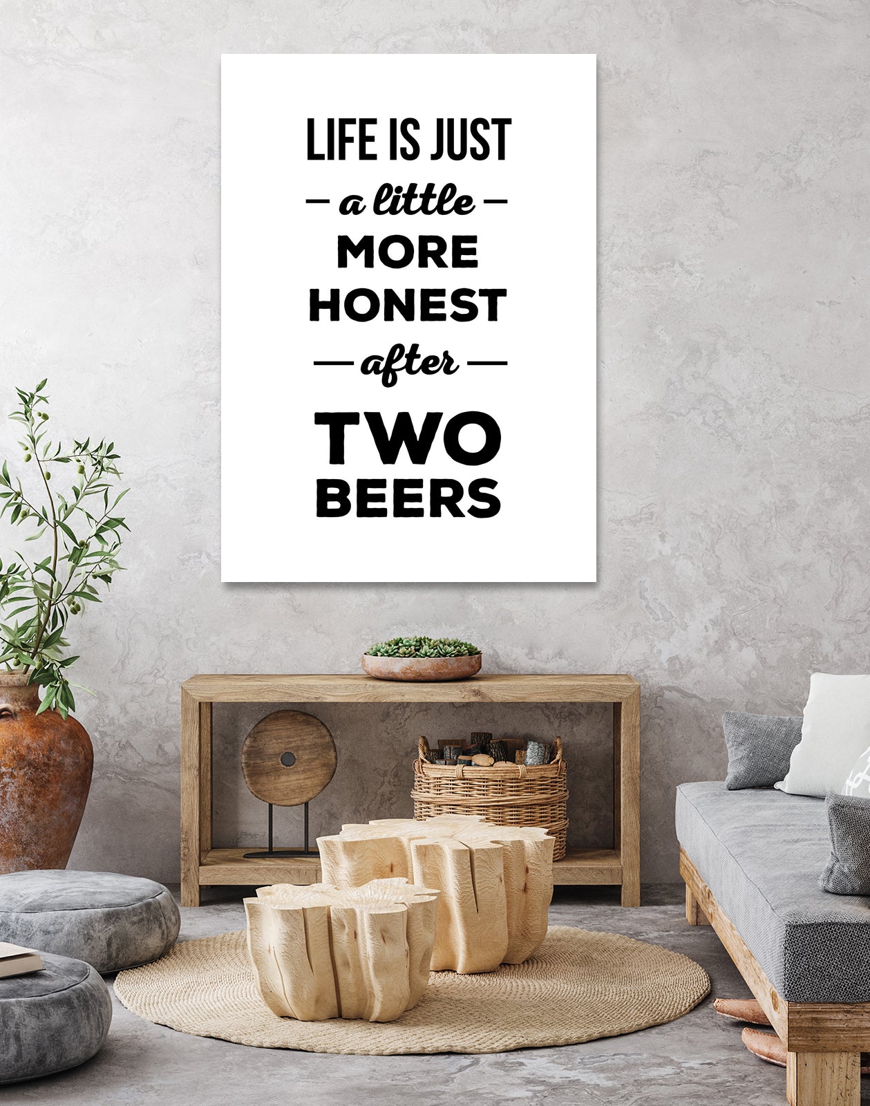 Life is just a little more honest  after two beers by Mustafa Ozeren on GIANT ART - white typography
