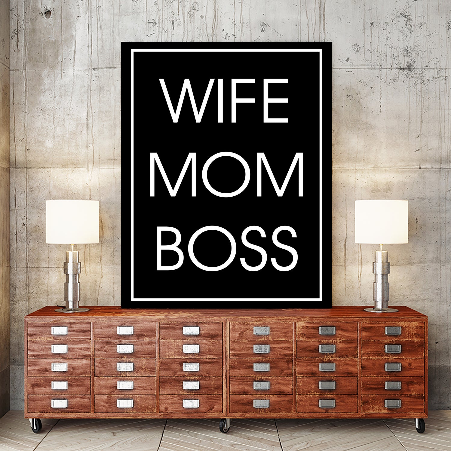 WIFE MOM BOSS by ALMA Studio on GIANT ART - black typography