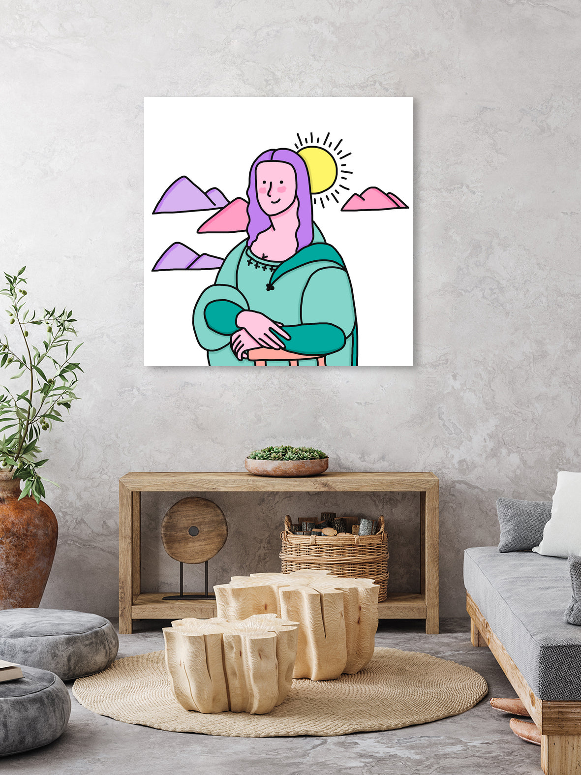 Mona Lisa by Idil Keysan on GIANT ART - pink digital drawing