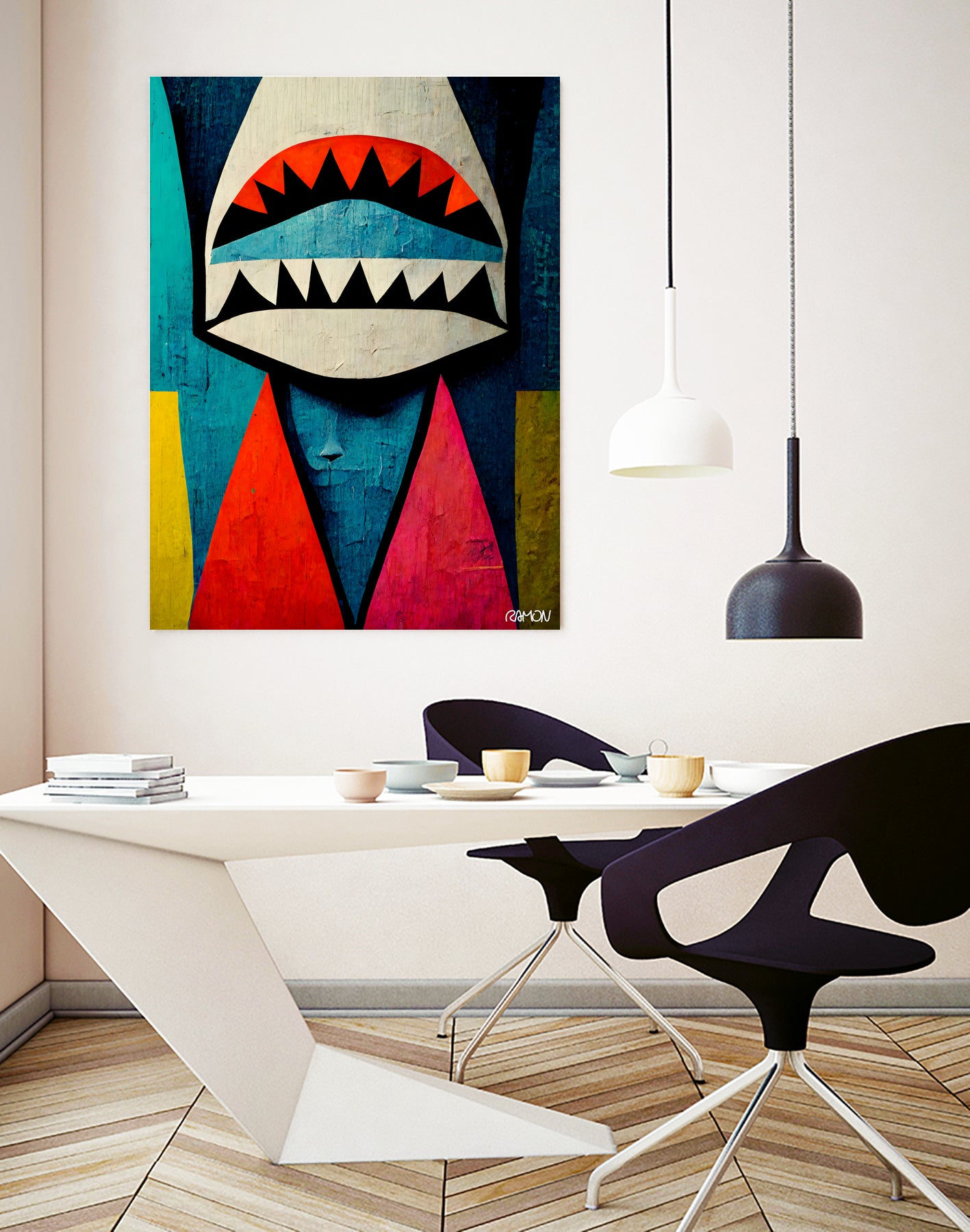 Caution Shark! by Ramon Souza on GIANT ART - blue digital painting