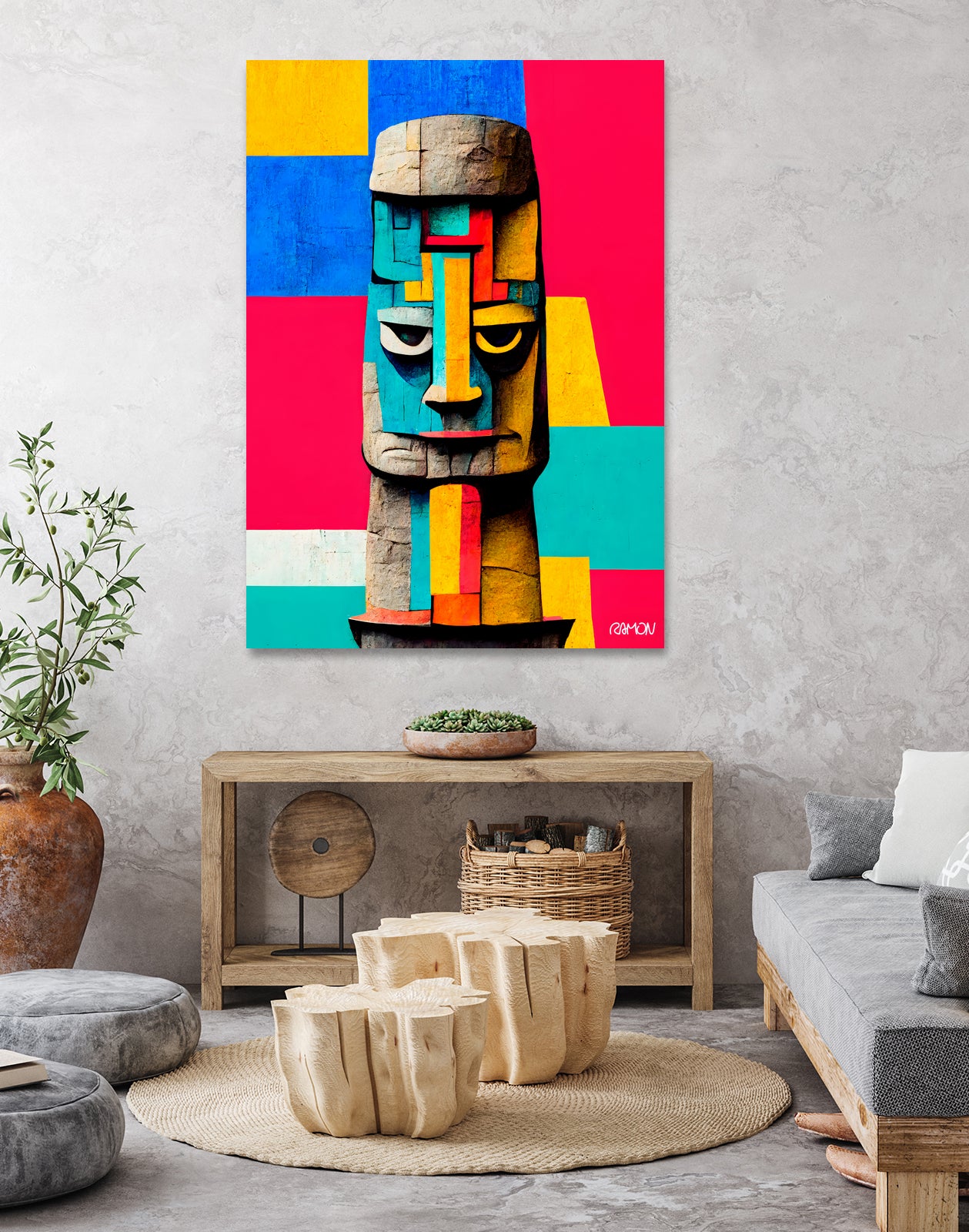Moai Statue by Ramon Souza on GIANT ART - yellow digital painting