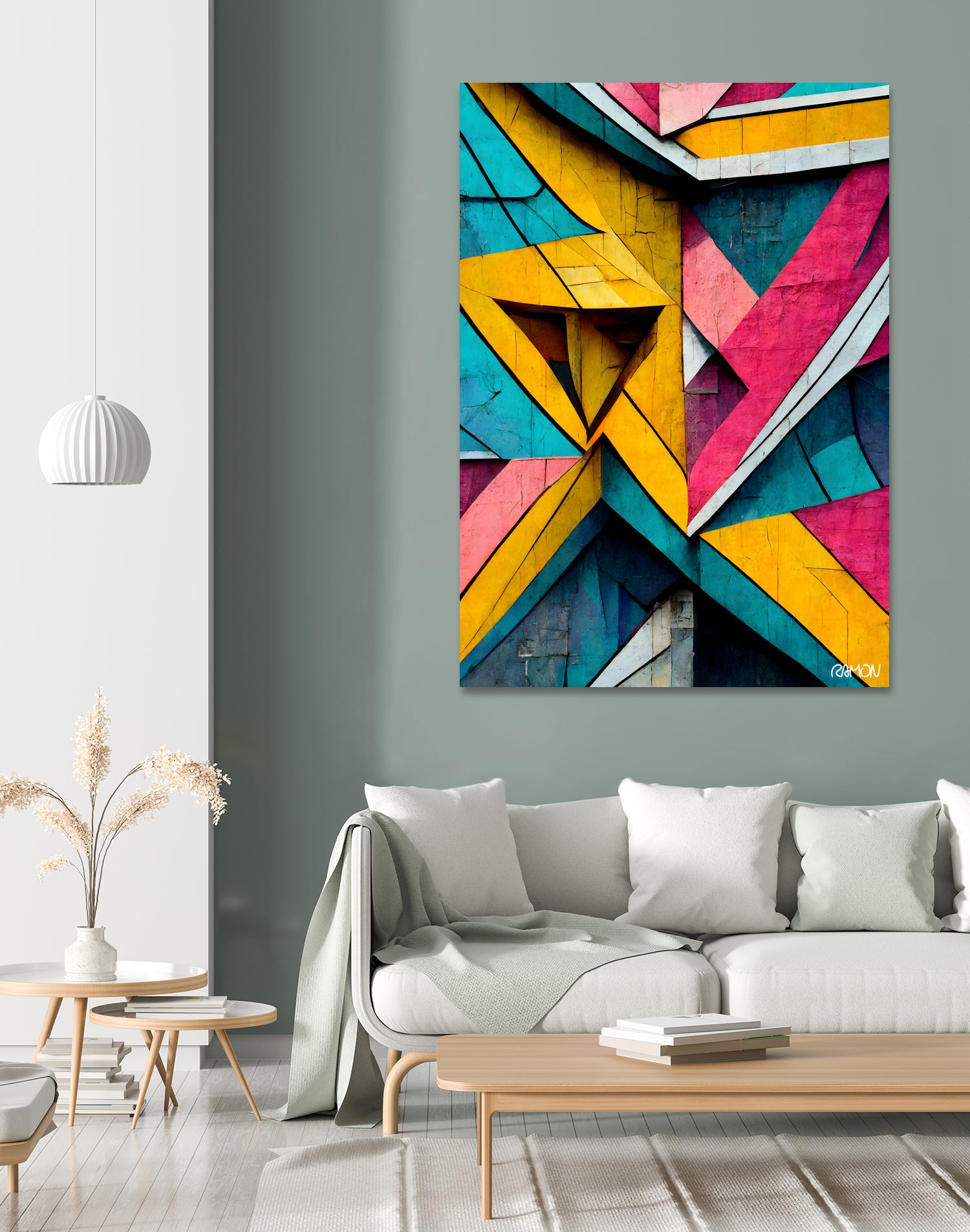 Origami Wall by Ramon Souza on GIANT ART - blue digital painting