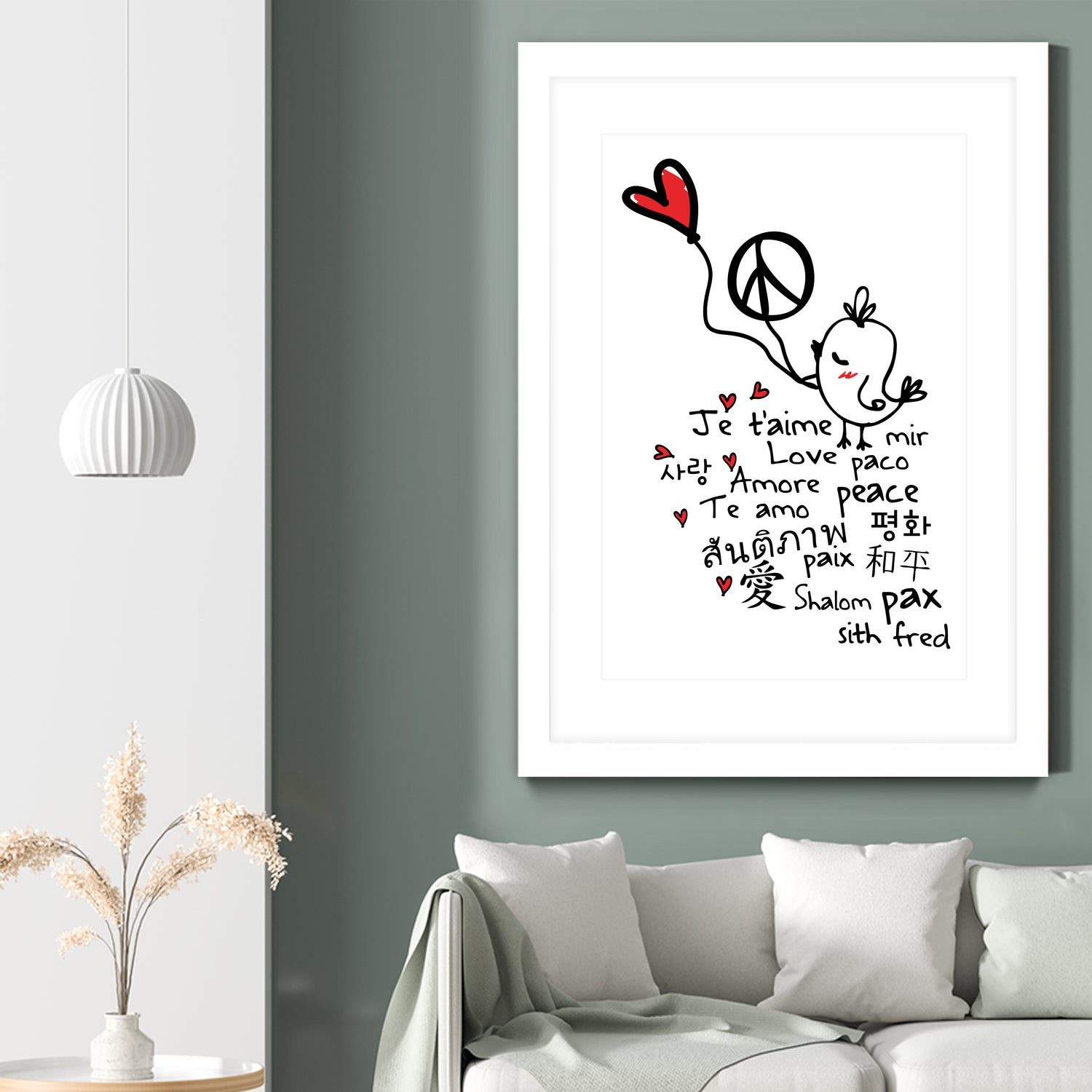 peace and love bird by Cindy Shim on GIANT ART - black typography