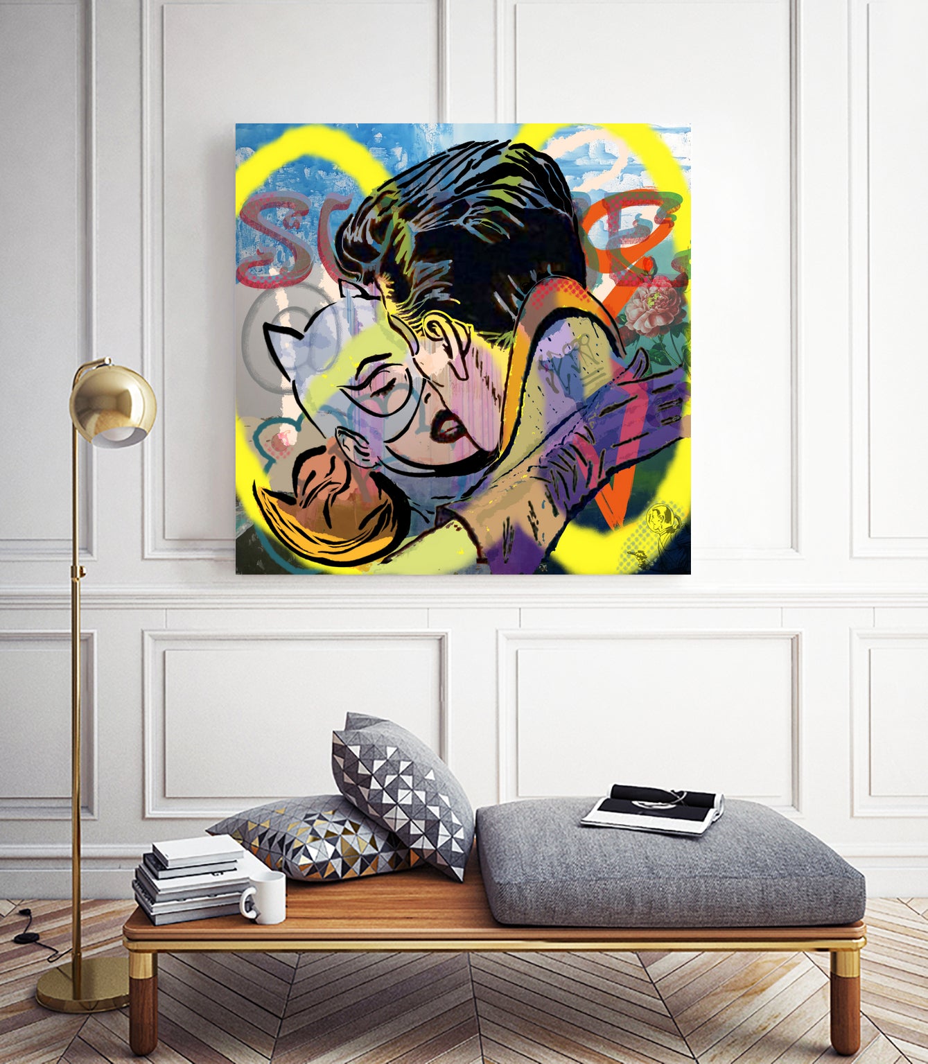 Kiss _Superheroes_Neon yellow_graffiti by TULIO ALMEIDA on GIANT ART - yellow digital painting