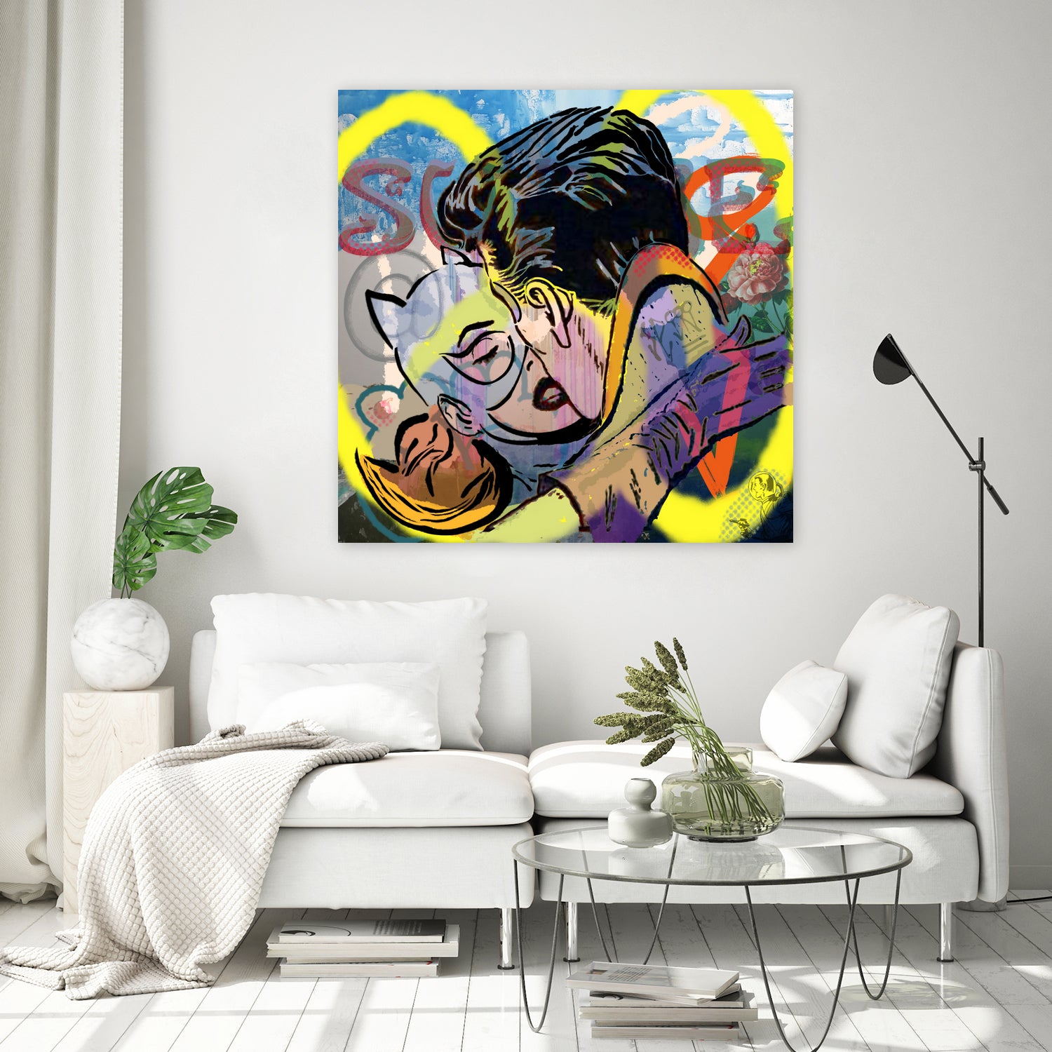 Kiss _Superheroes_Neon yellow_graffiti by TULIO ALMEIDA on GIANT ART - yellow digital painting