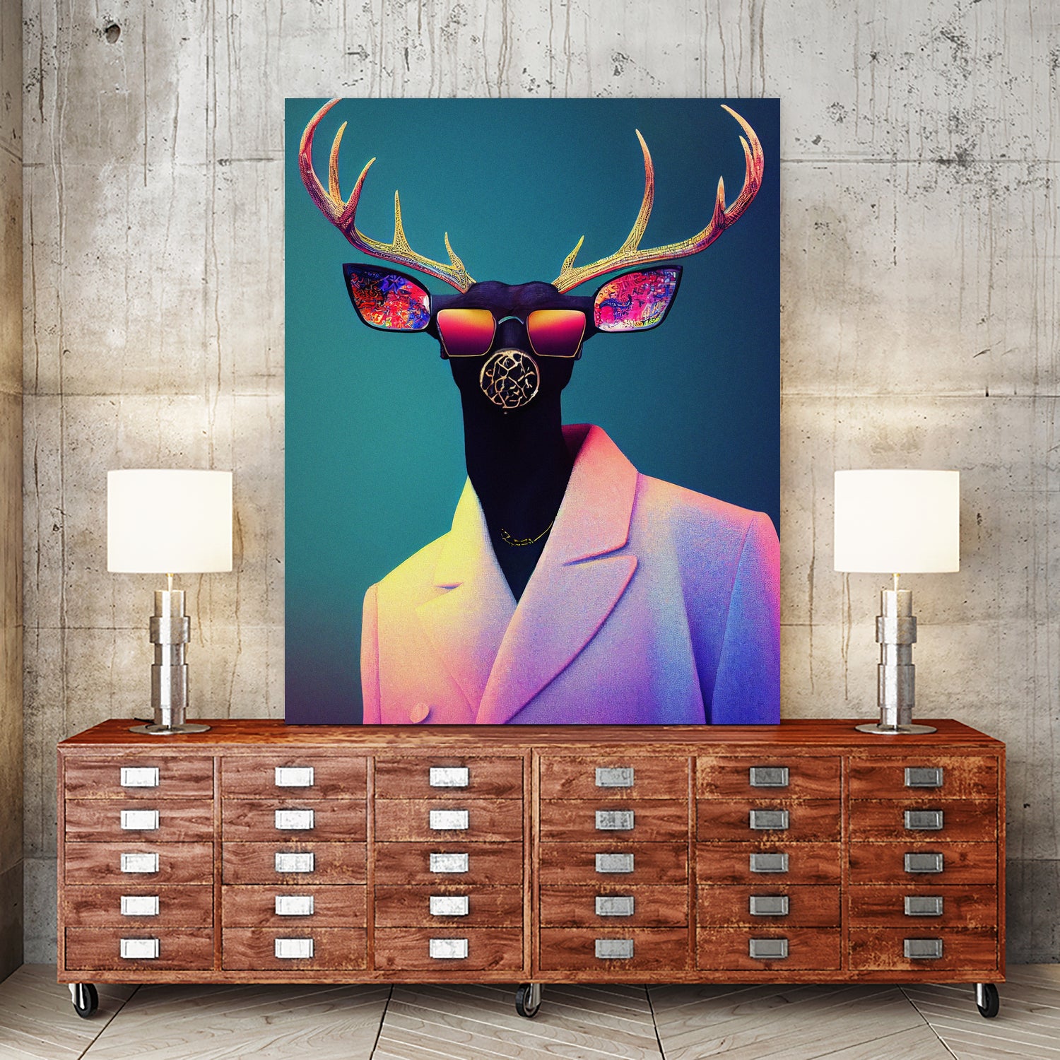 retro deer by M Maisur Amin on GIANT ART - black digital painting
