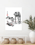 Battle in the Snow sumi-e by Antonio Camarena on GIANT ART - white digital painting