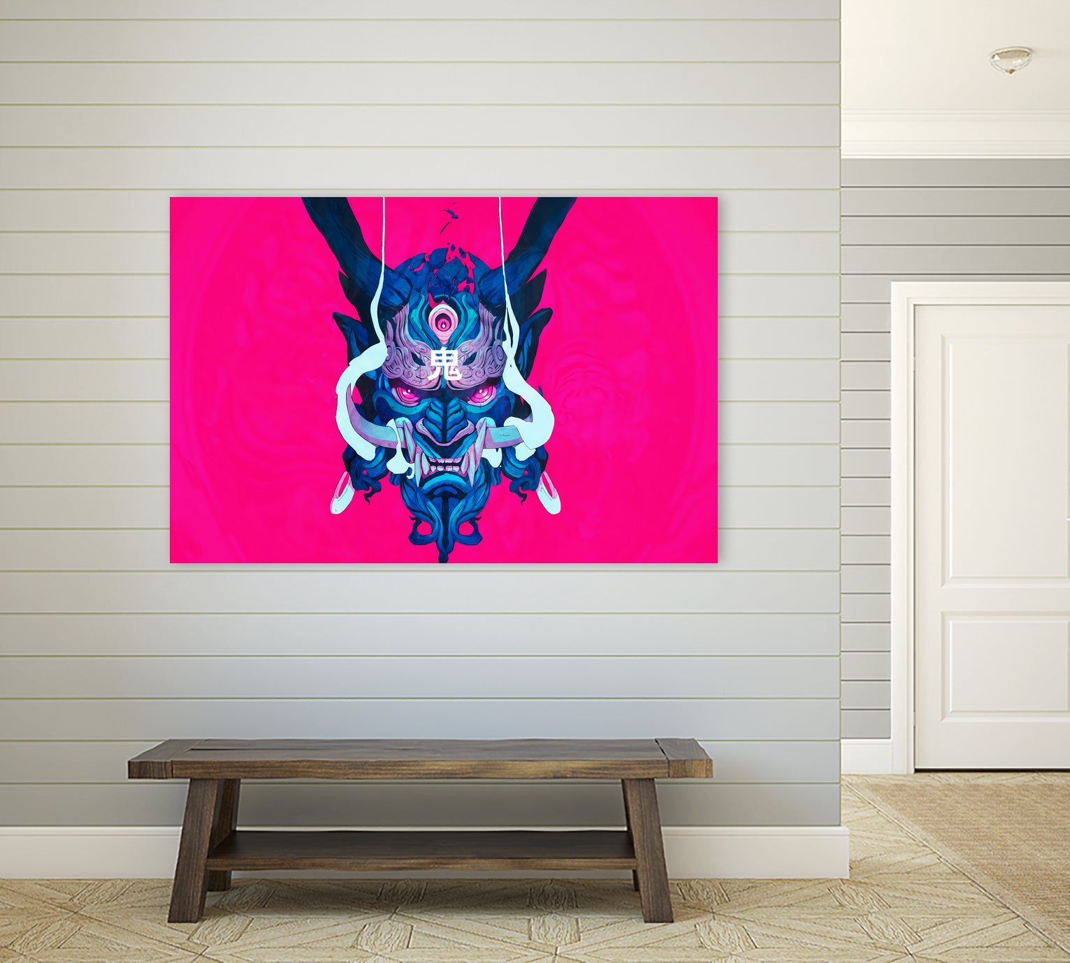 Oni Demon Mask Samurai by Edo Agus Setiawan on GIANT ART - pink photo illustration